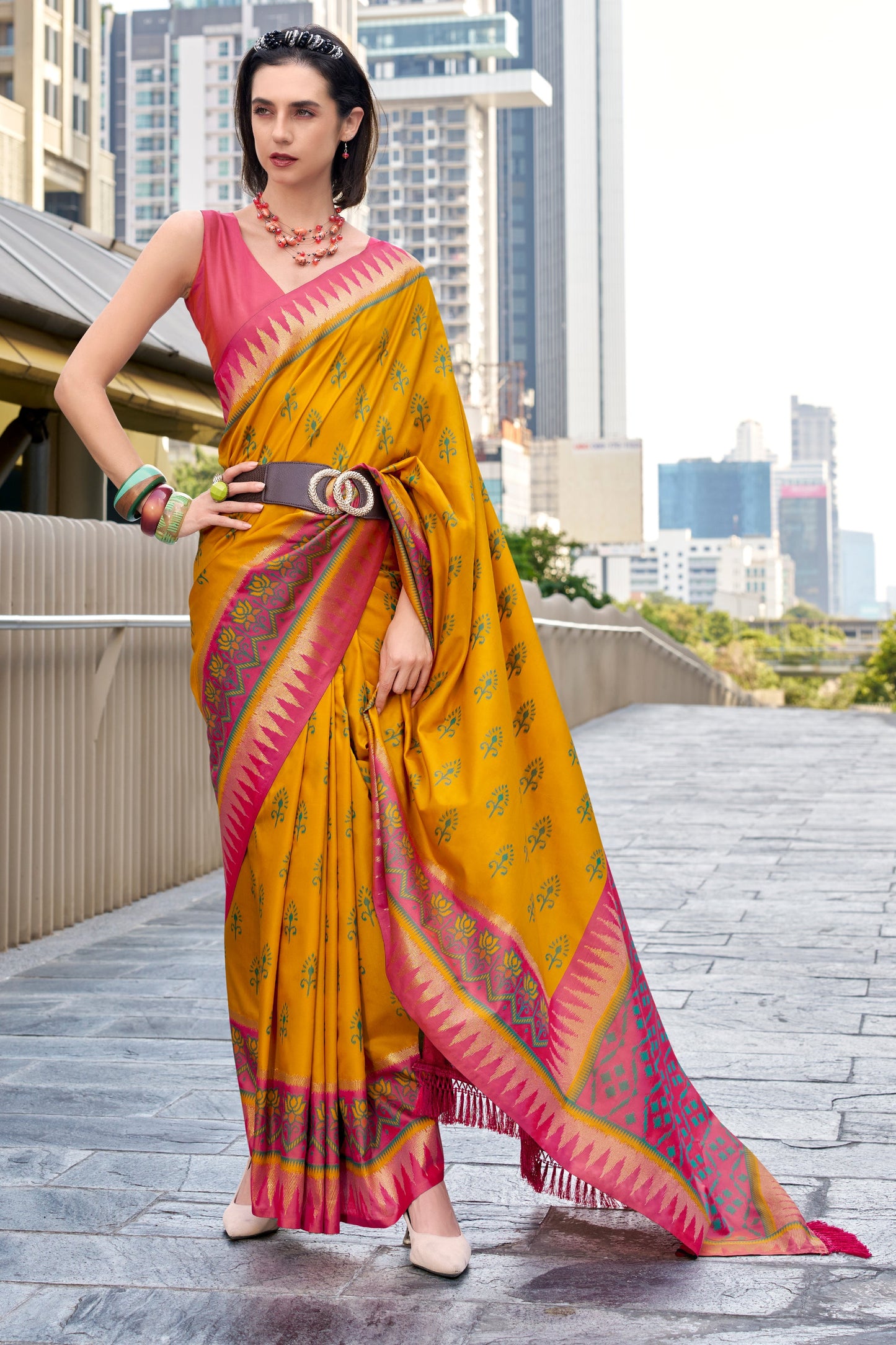 Orange Woven Silk Saree-ZB134695_1_SareeButa.com