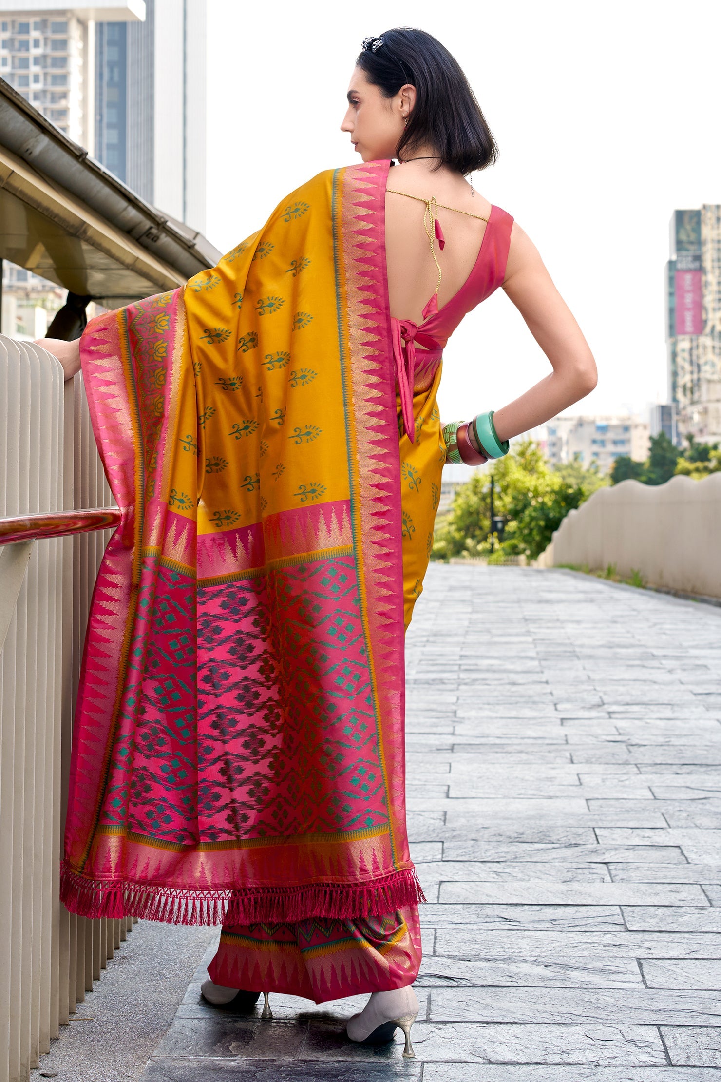 Orange Woven Silk Saree-ZB134695_3_SareeButa.com