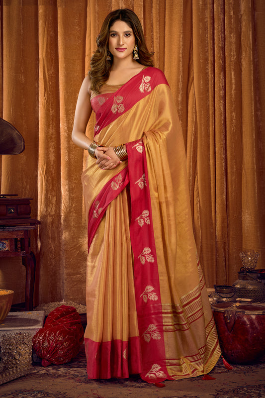 Orange Woven Tissue Saree-SAR12637_1_SareeButa.com