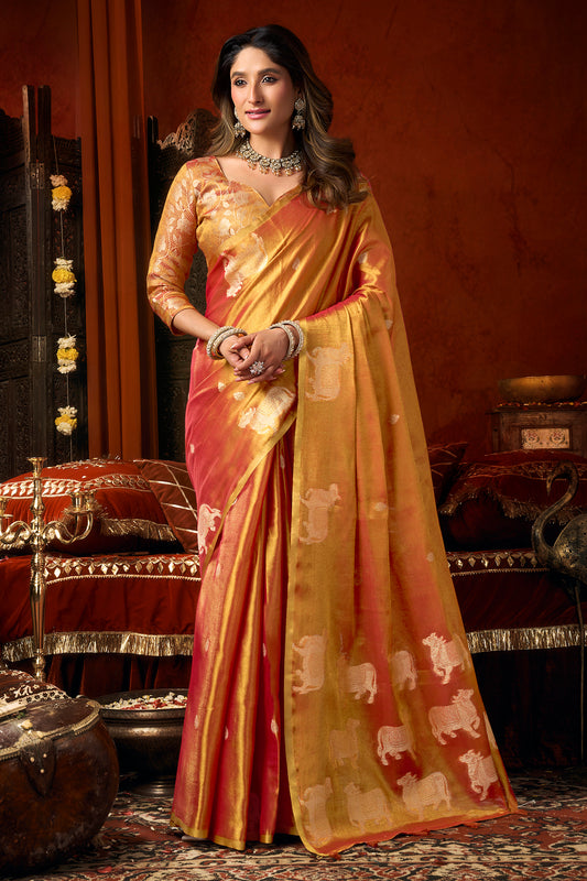 Orange Woven Tissue Saree-SAR12726_1_SareeButa.com