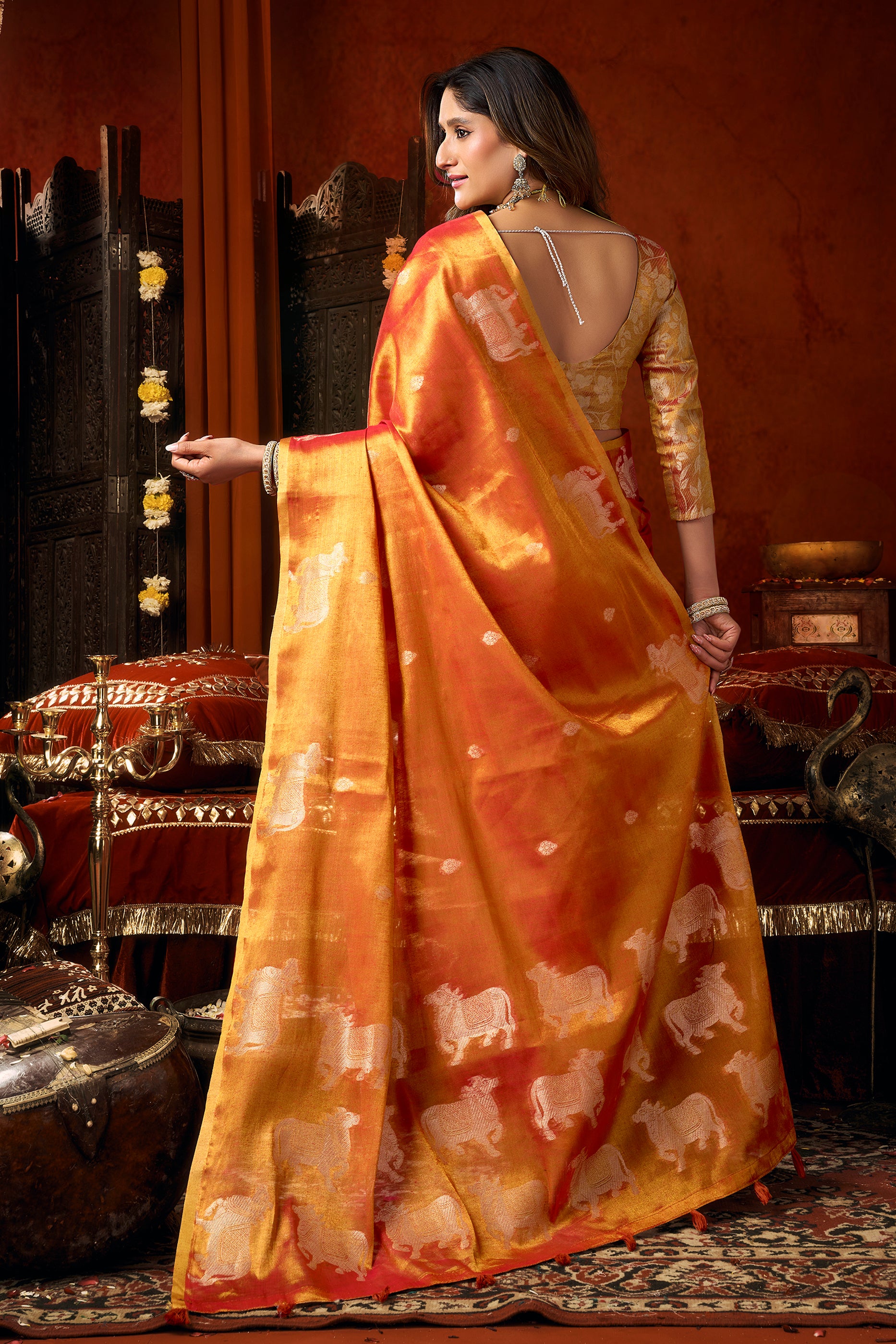 Orange Woven Tissue Saree-SAR12726_5_SareeButa.com