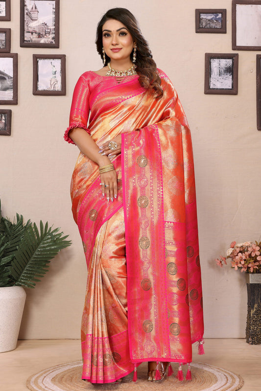 Orange Woven Tissue Silk Paithani Saree-ZB134827_1_SareeButa.com