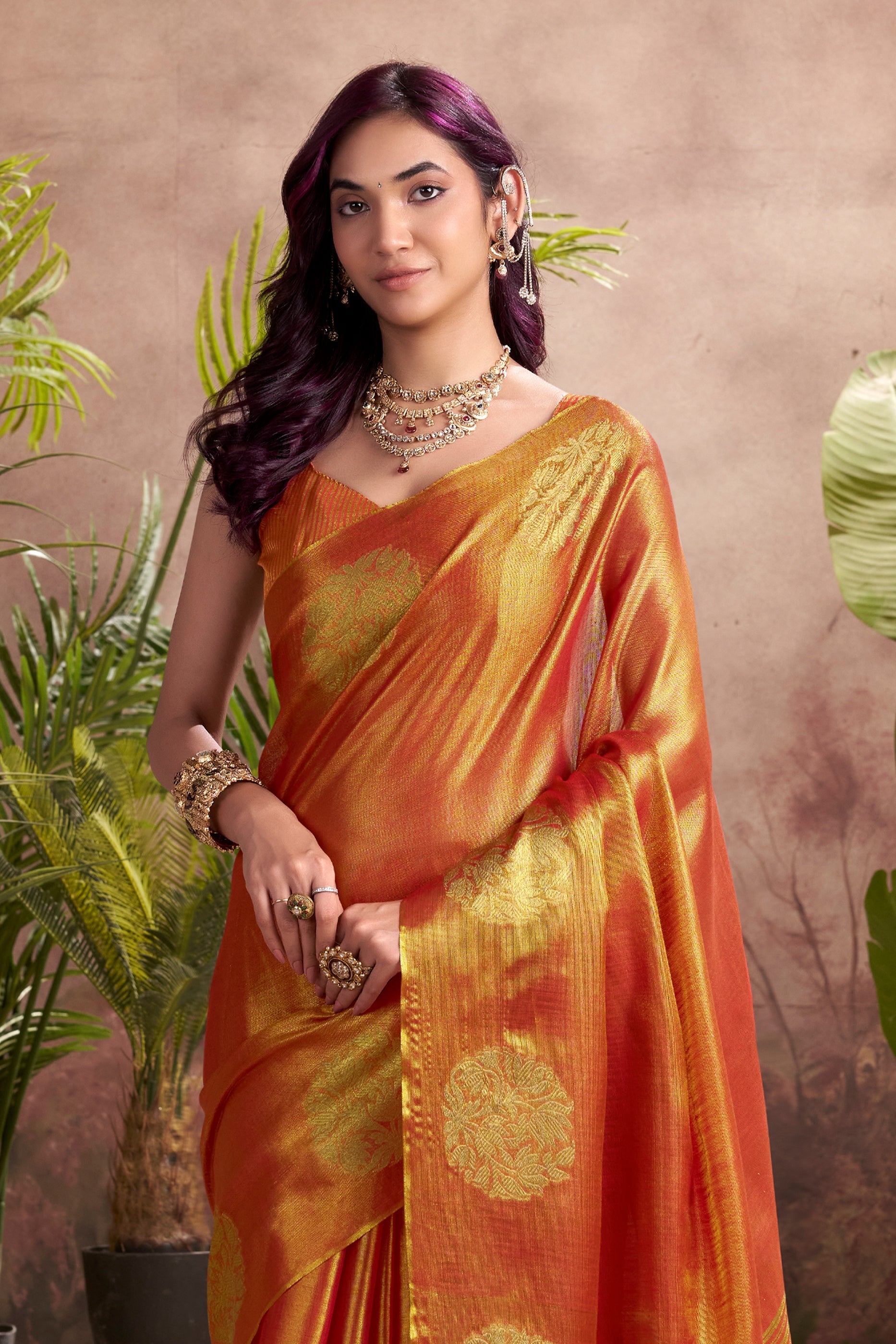 Orange Woven Tissue Silk Saree-SAR10015_2_SareeButa.com