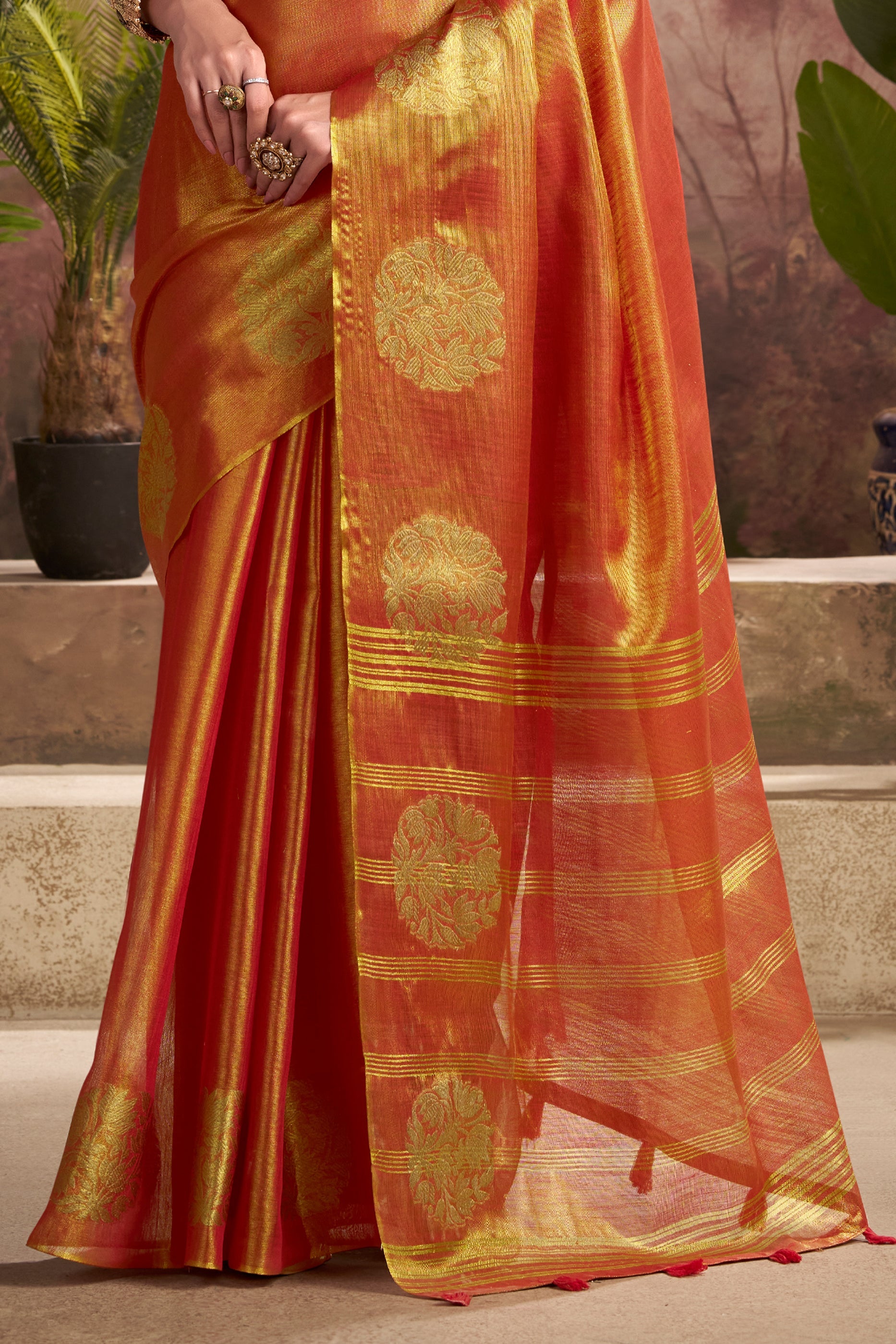 Orange Woven Tissue Silk Saree-SAR10015_5_SareeButa.com
