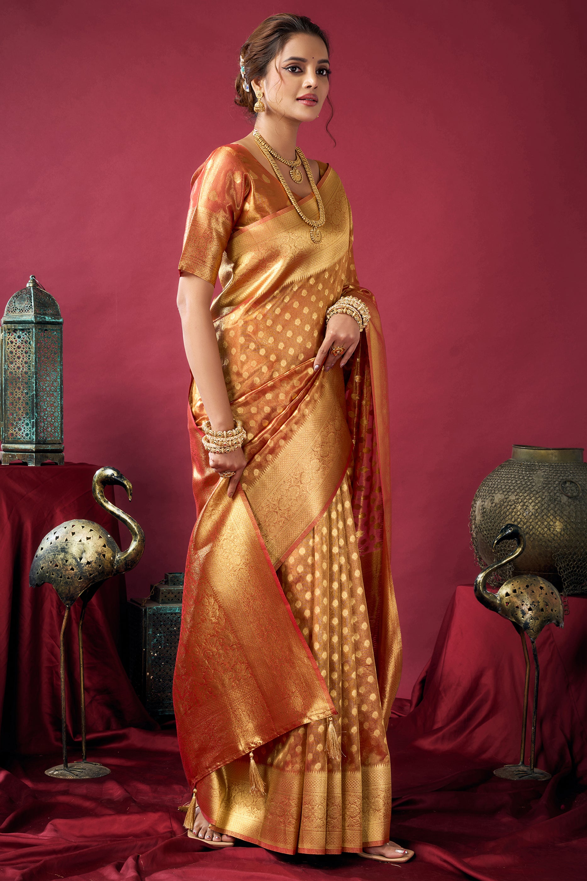Orange Woven Tissue Silk Saree-SAR12613_4_SareeButa.com