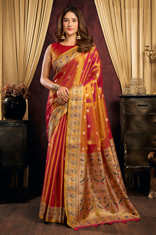 Orange Woven Tissue Silk Saree-SAR13188_1_SareeButa.com