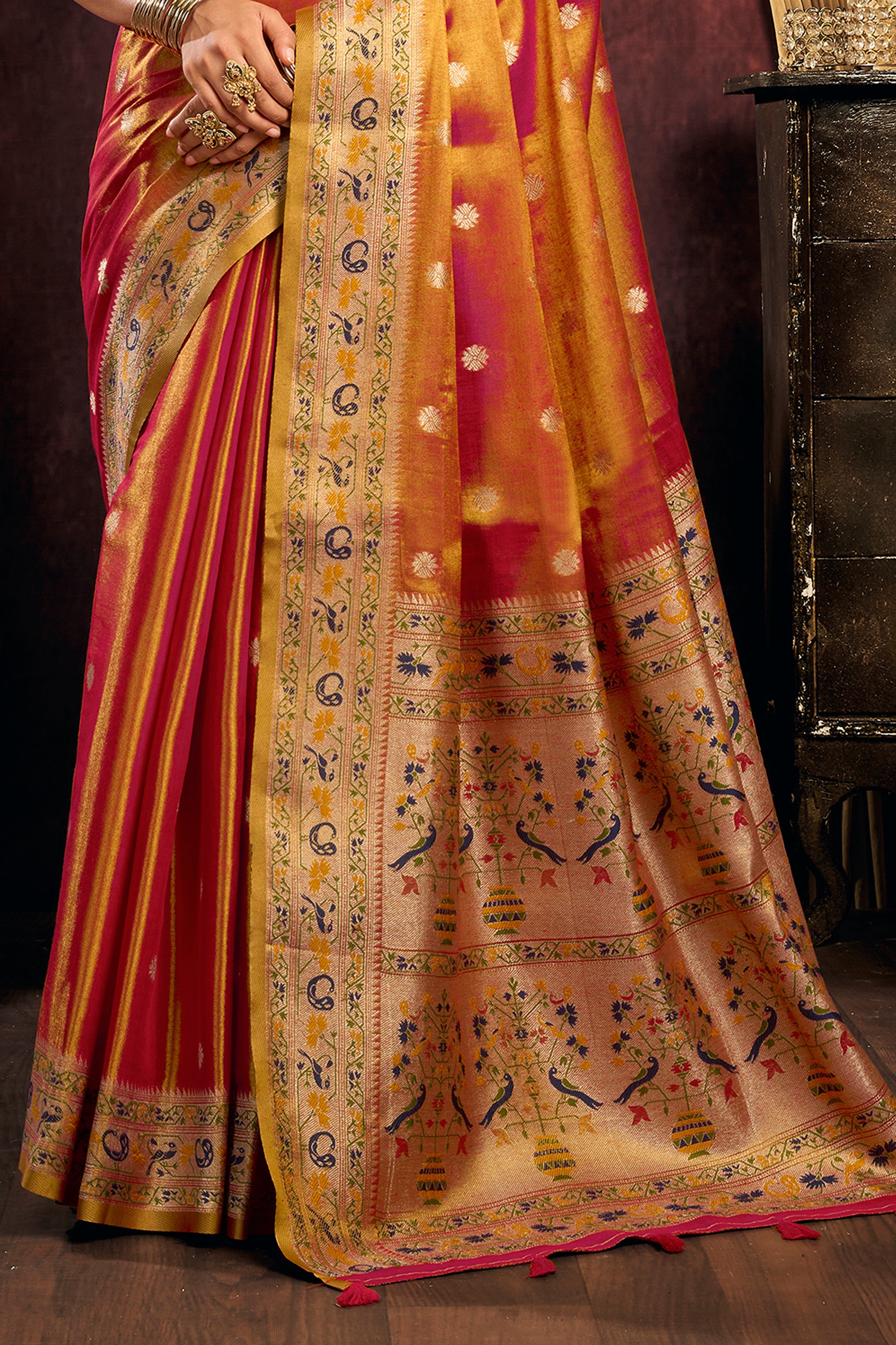 Orange Woven Tissue Silk Saree-SAR13188_5_SareeButa.com