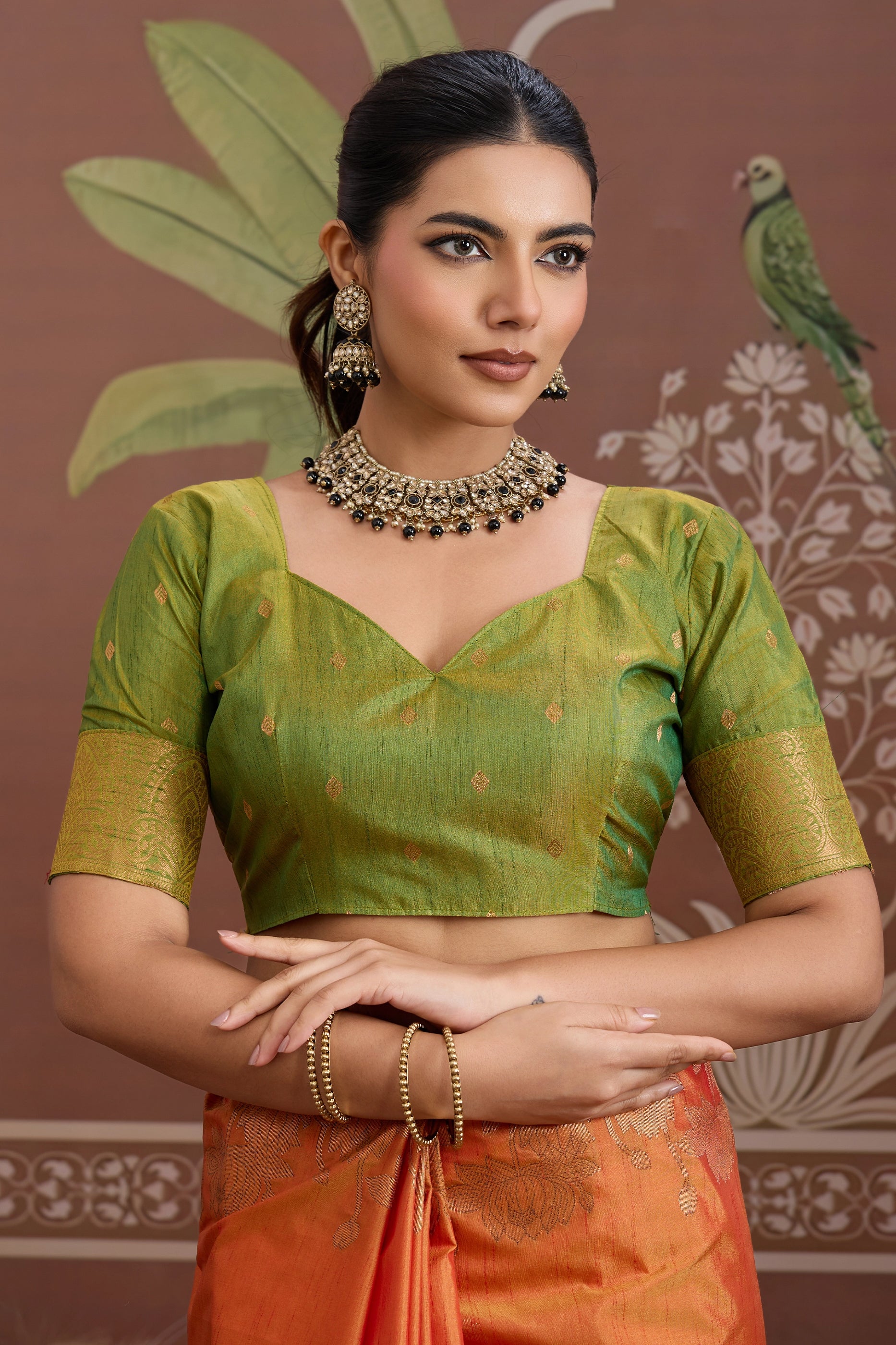 Orange Woven Tussar Silk Saree-SAR12307_2_SareeButa.com