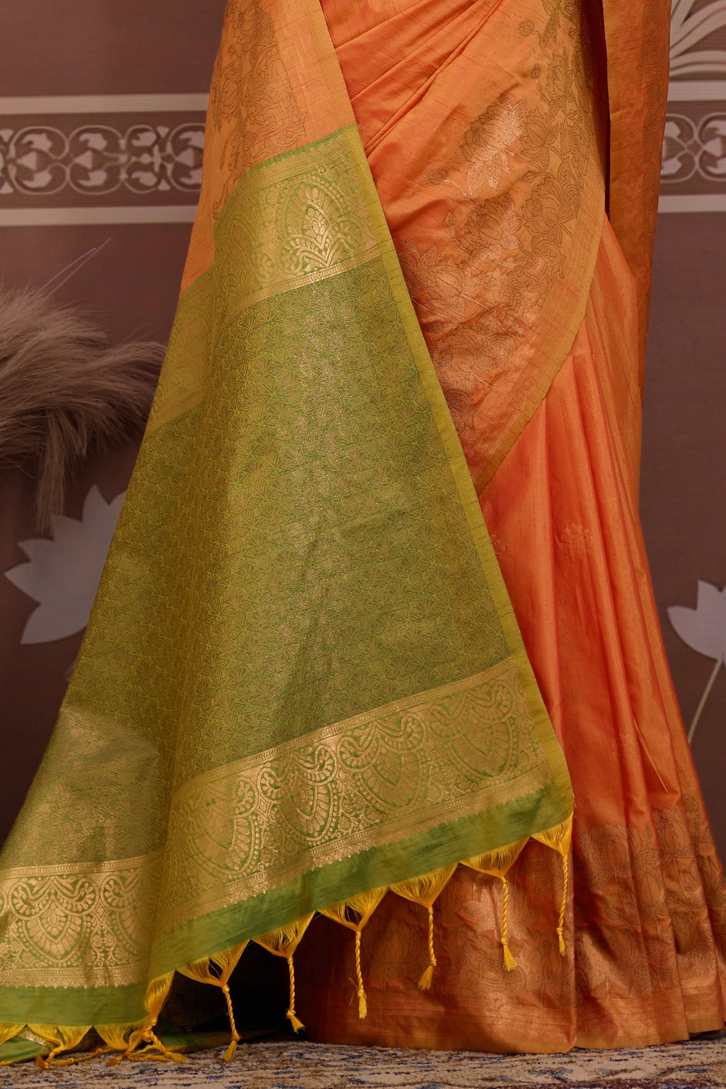 Orange Woven Tussar Silk Saree-SAR12307_4_SareeButa.com