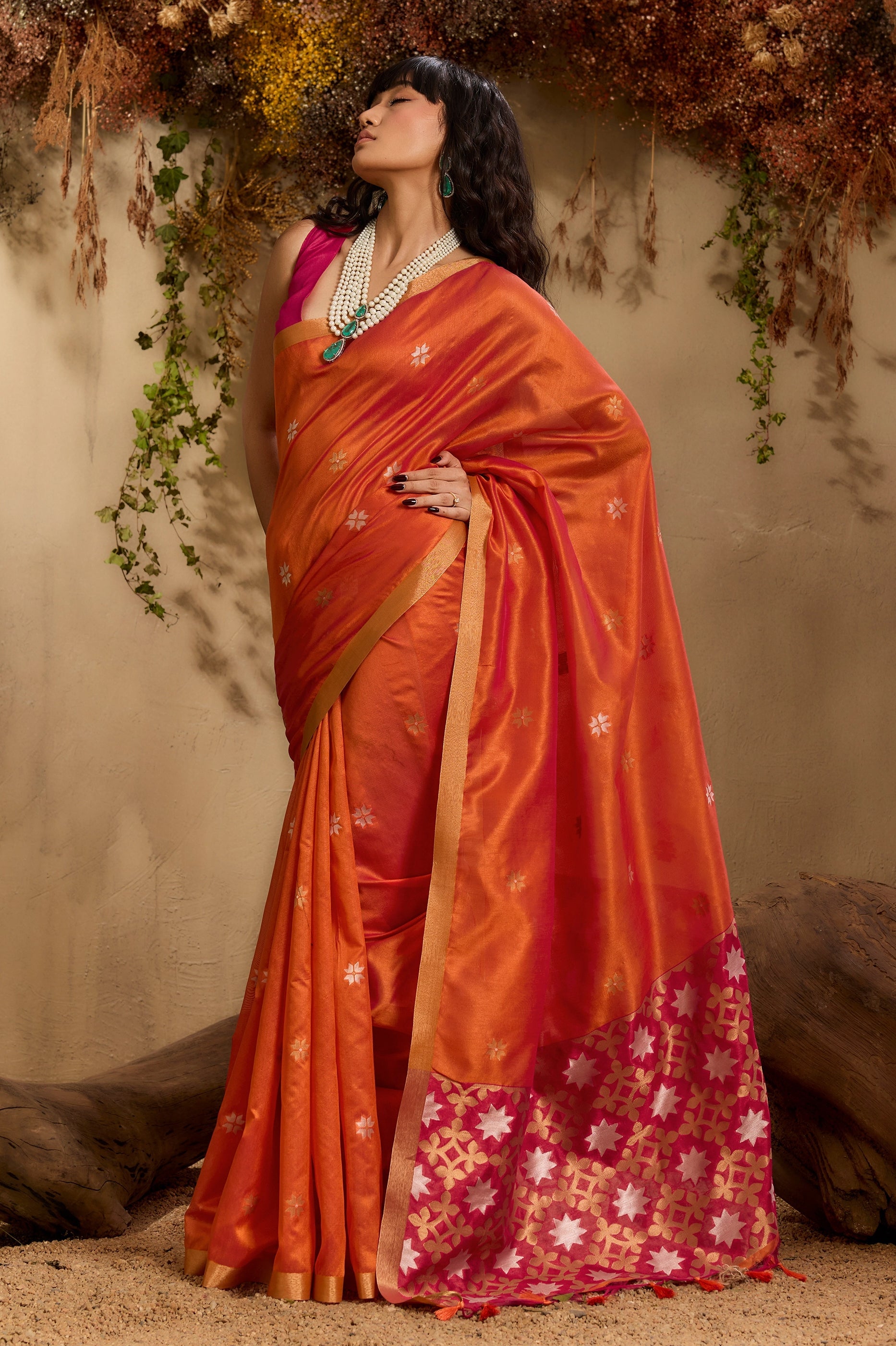 Orange Woven Tussar Silk Saree-SAR11240_3_SareeButa.com