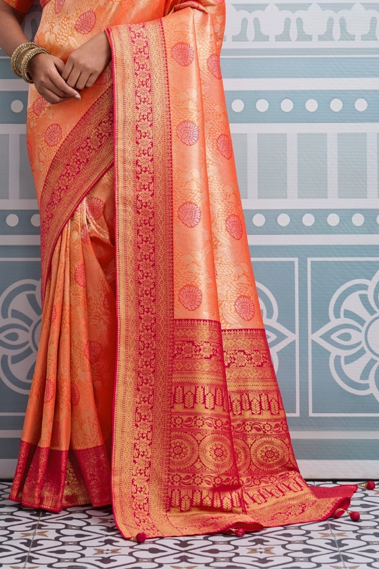 Orange and Red Woven Kanjivaram Silk Saree-SAR10382_4_SareeButa.com