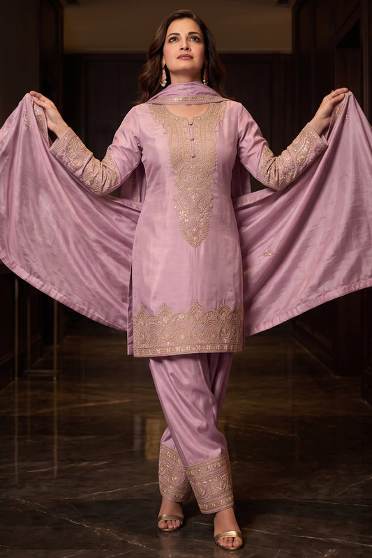 Orchid Pink Readymade Embroidered Simar Silk Suit-SAR13008_1_SareeButa.com