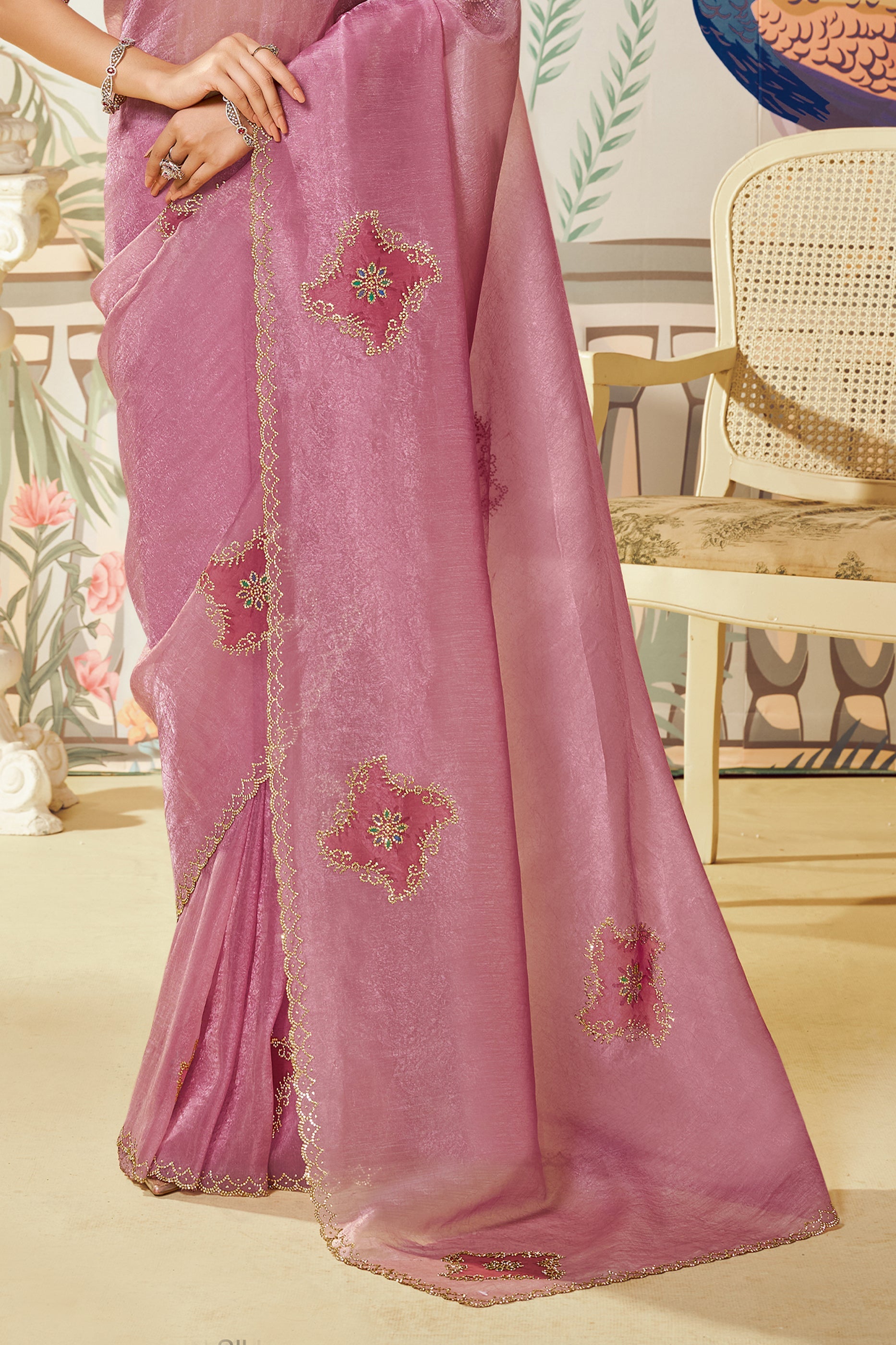 Orchid Pink Satin Organza Saree-SAR10476_4_SareeButa.com
