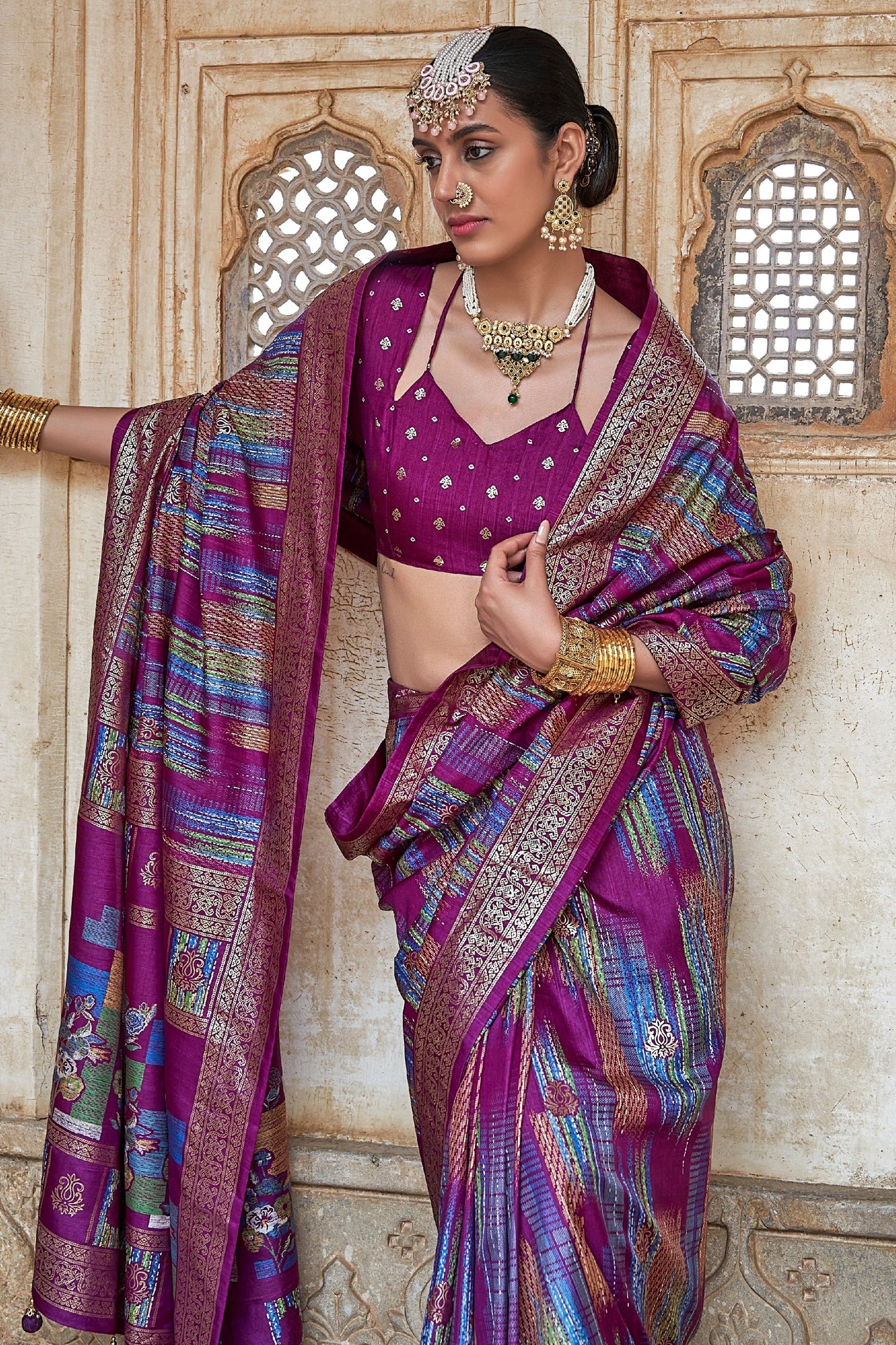 Orchid Purple Printed Patola Silk Saree-SAR11307_2_SareeButa.com
