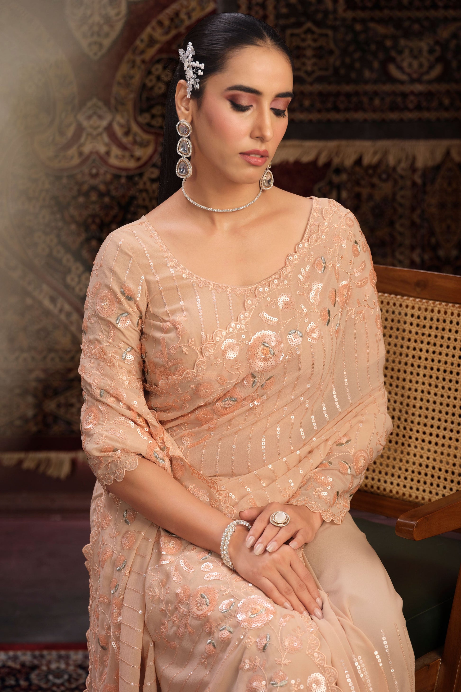 peach-georgette-sequin-saree-zb131769_2_SareeButa.com