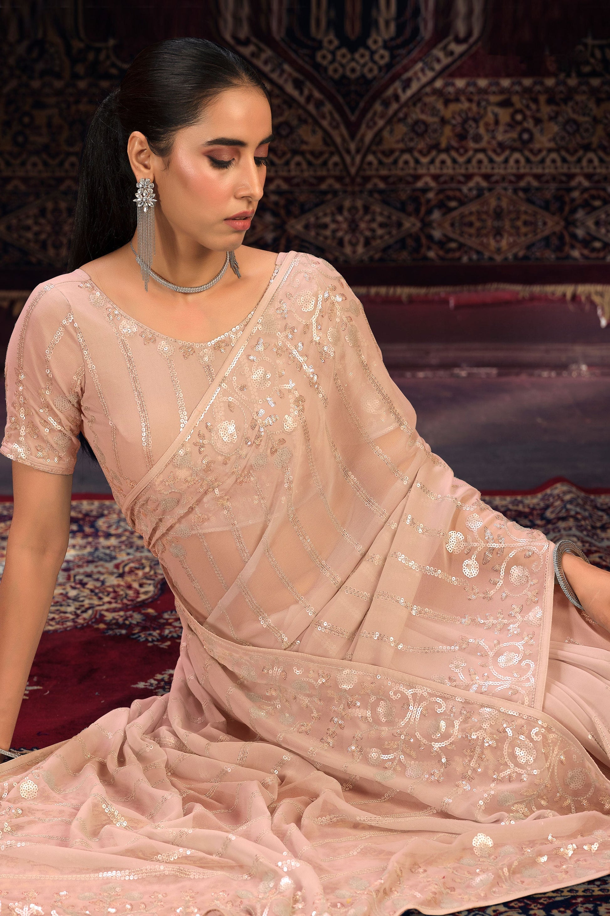 peach-georgette-sequin-saree-zb131779_4_SareeButa.com