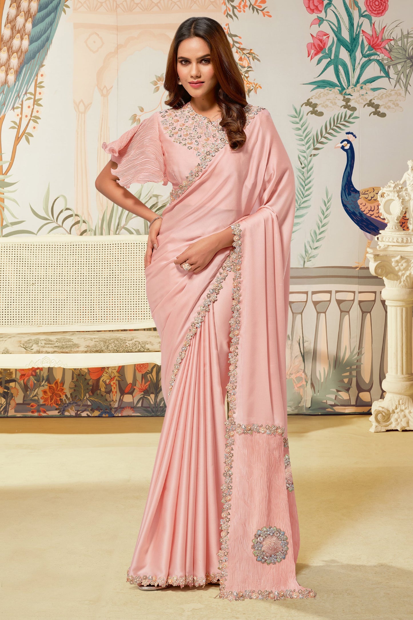Peach Crepe Satin Silk Saree-SAR10479_1_SareeButa.com