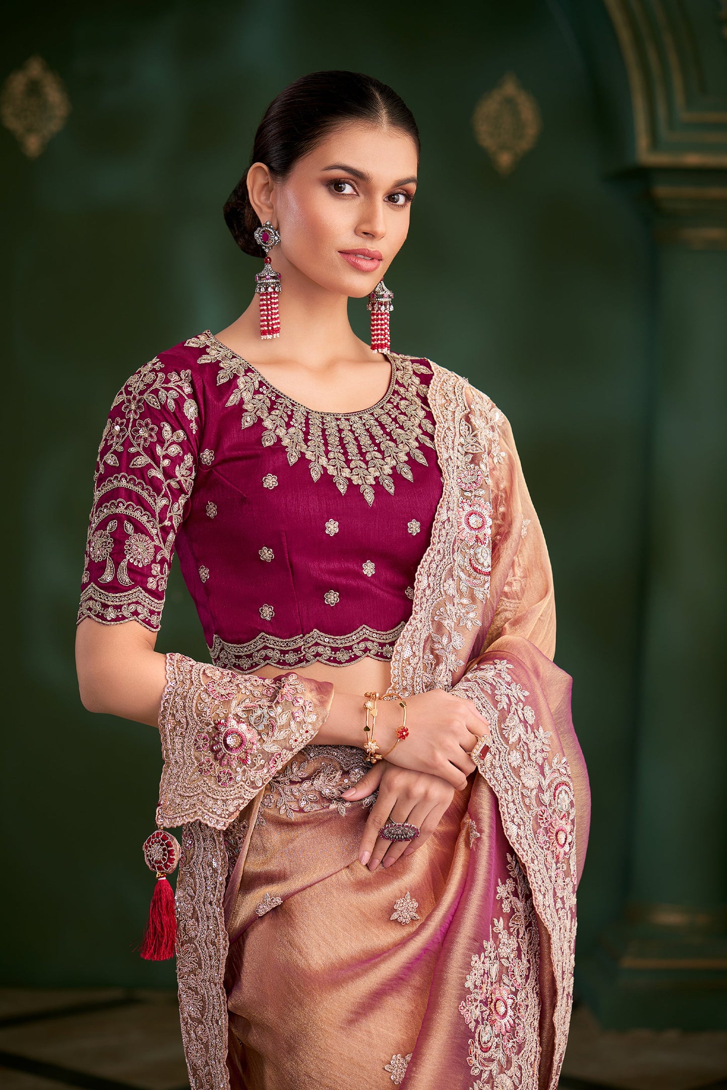 Peach Embroidered Georgette Saree-SAR10970_2_SareeButa.com