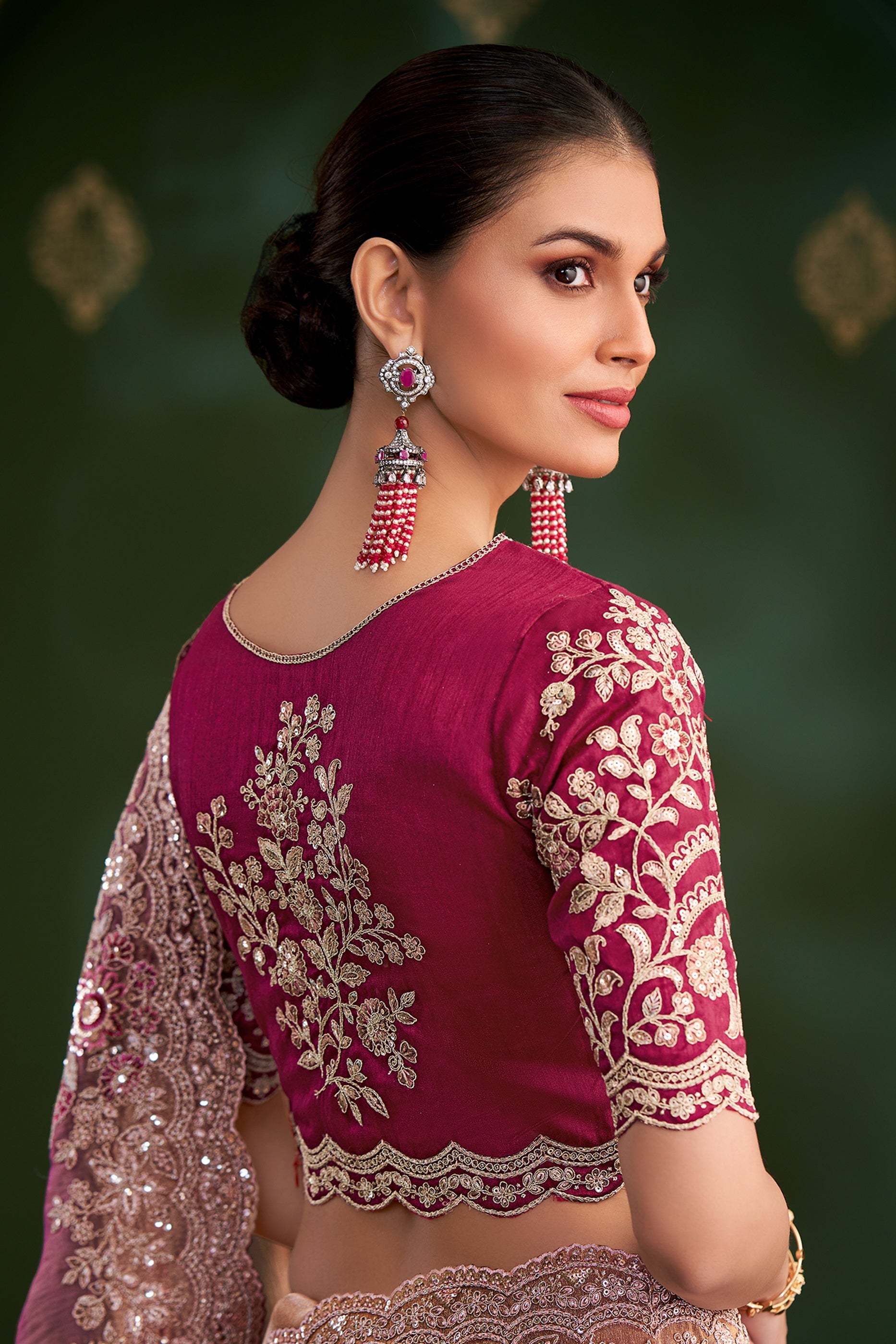 Peach Embroidered Georgette Saree-SAR10970_3_SareeButa.com