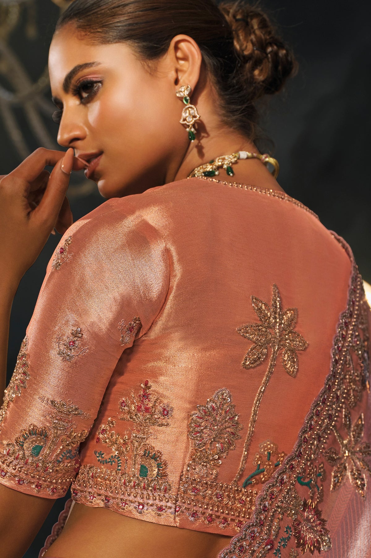Peach Embroidered Heavy Work Silk Saree-SAR13261_3_SareeButa.com