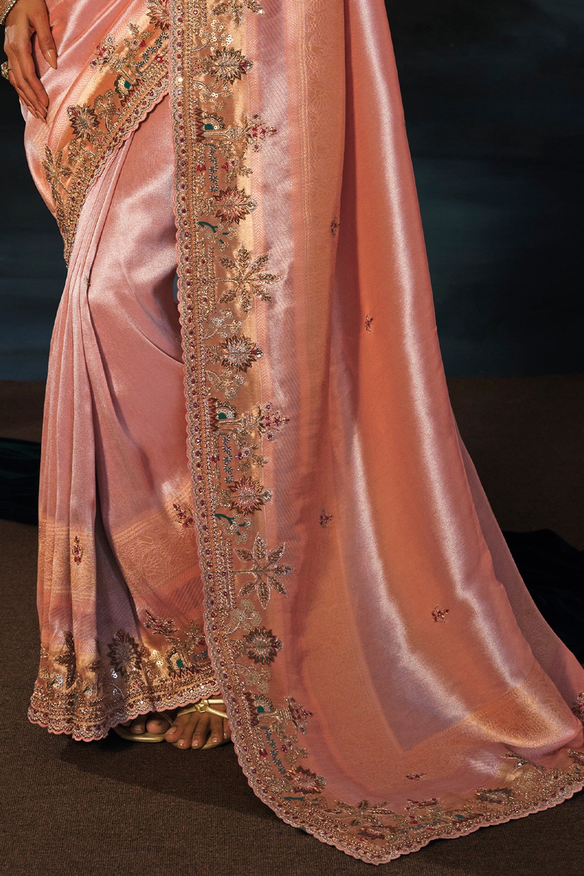 Peach Embroidered Heavy Work Silk Saree-SAR13261_6_SareeButa.com