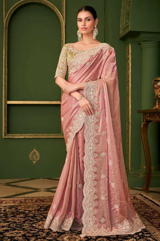 Peach Embroidered Satin Georgette Saree-SAR10960_1_SareeButa.com