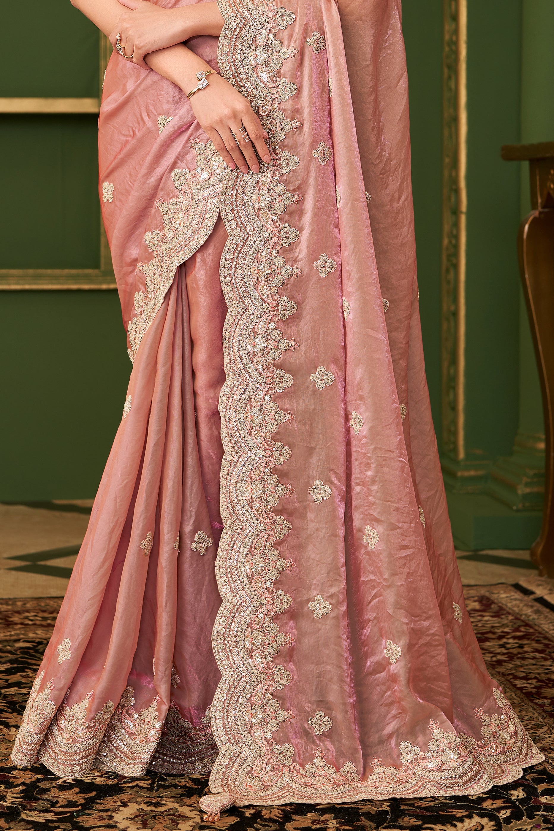 Peach Embroidered Satin Georgette Saree-SAR10960_5_SareeButa.com