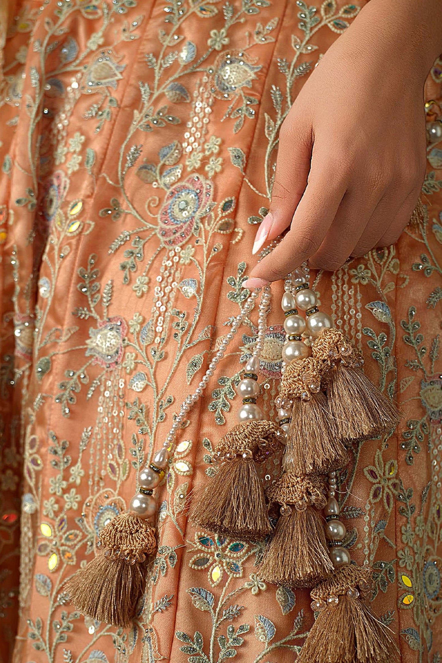 Peach Embroidered Semi-Stitched Net Lehenga-SAR10339_3_SareeButa.com