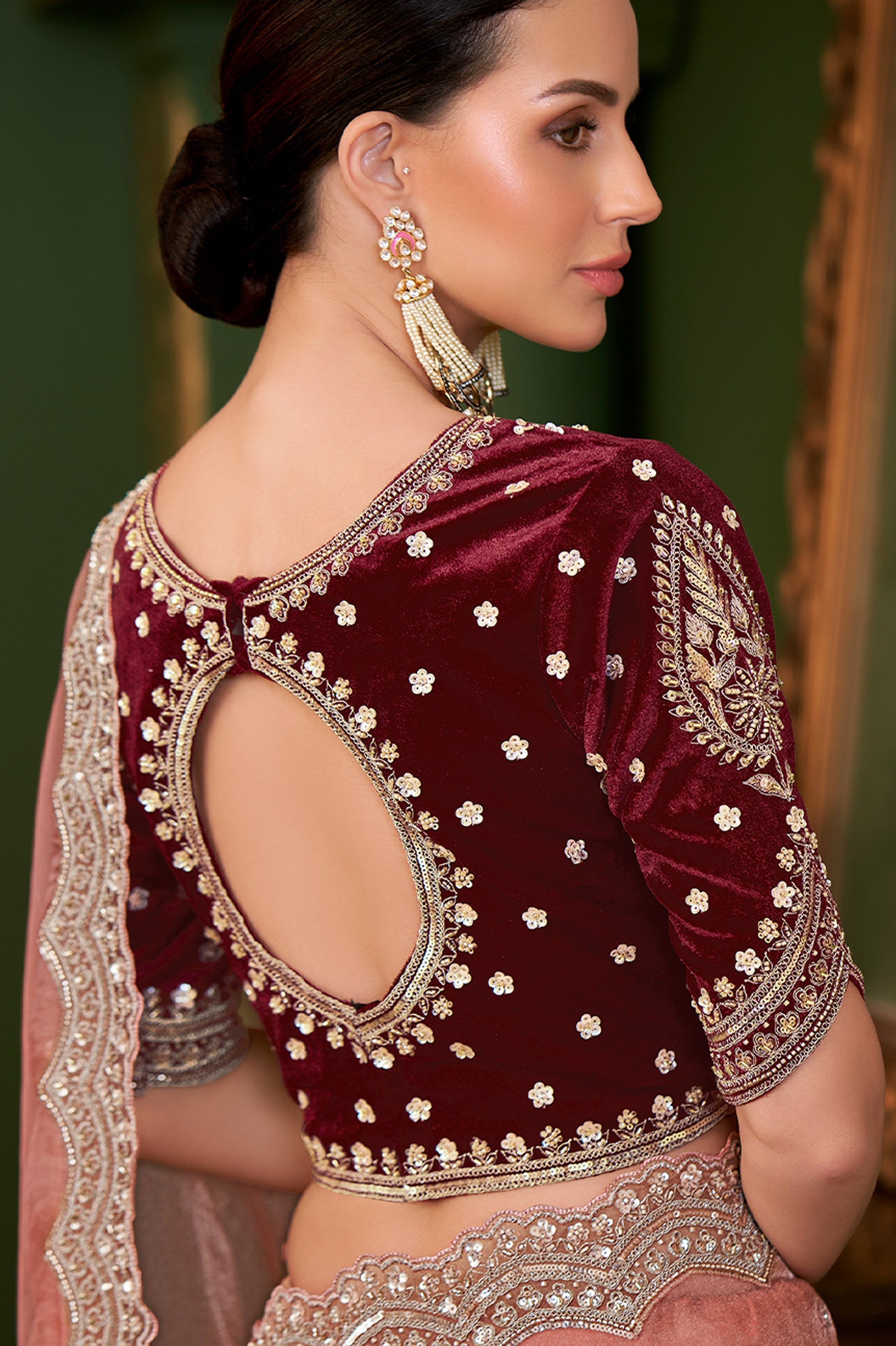 Peach Embroidered Tissue Georgette Saree-SAR10964_3_SareeButa.com