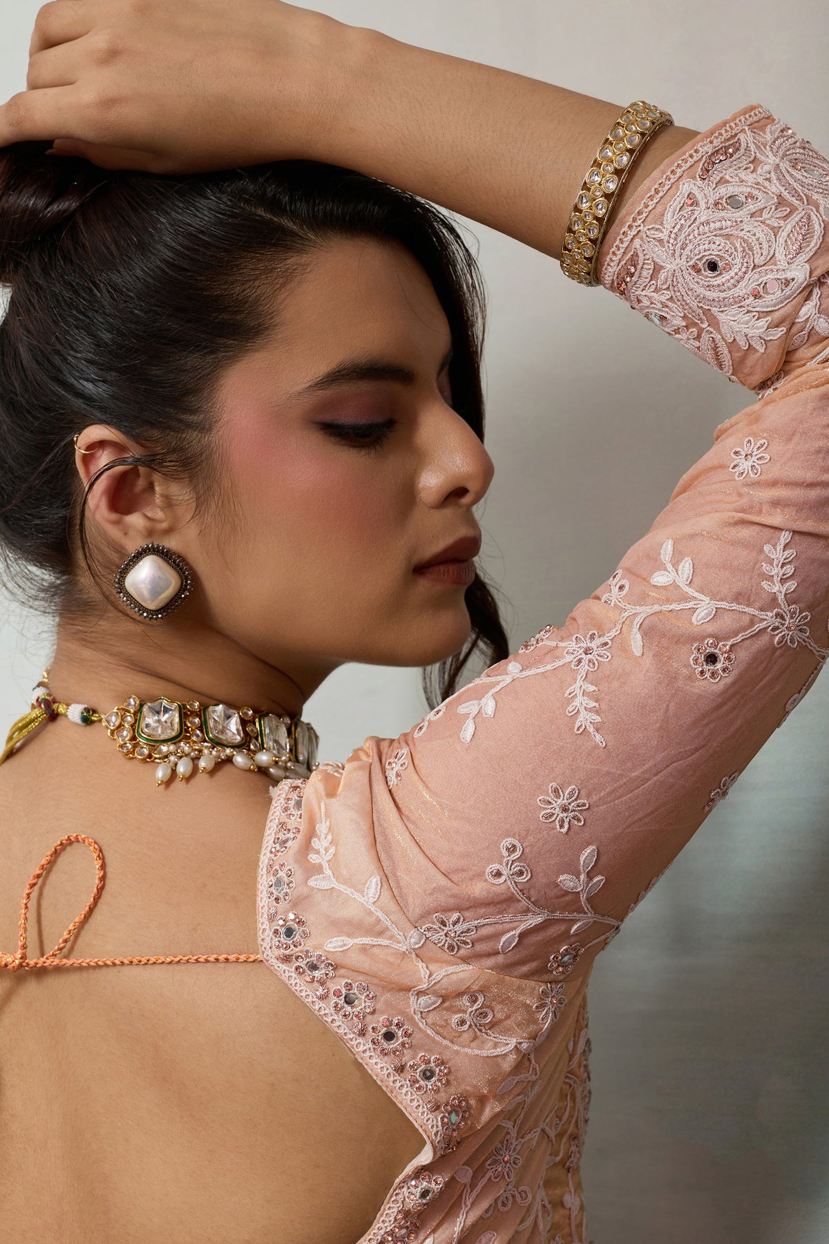 Peach Metallic Satin Velvet Saree-SAR12922_2_SareeButa.com