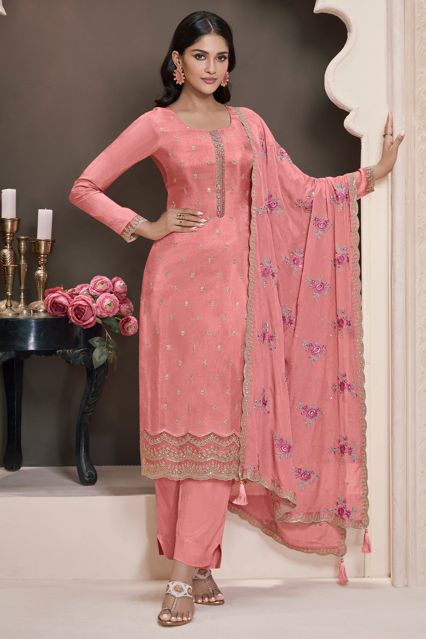 Pink Embroidered Munga Silk Suit-SAR11741_1_SareeButa.com