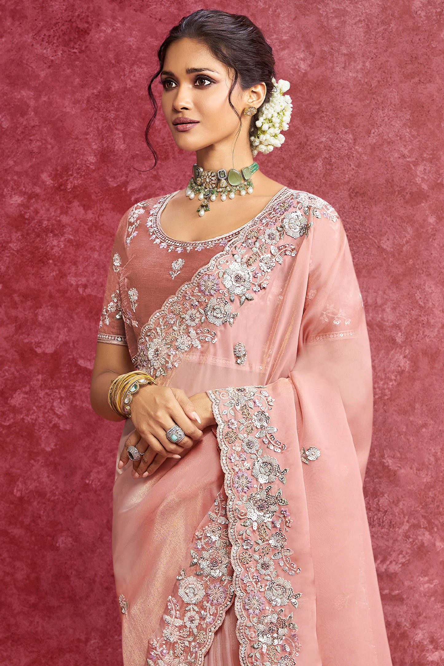 Peach Pink Embroidered Silk Saree-SAR10275_3_SareeButa.com