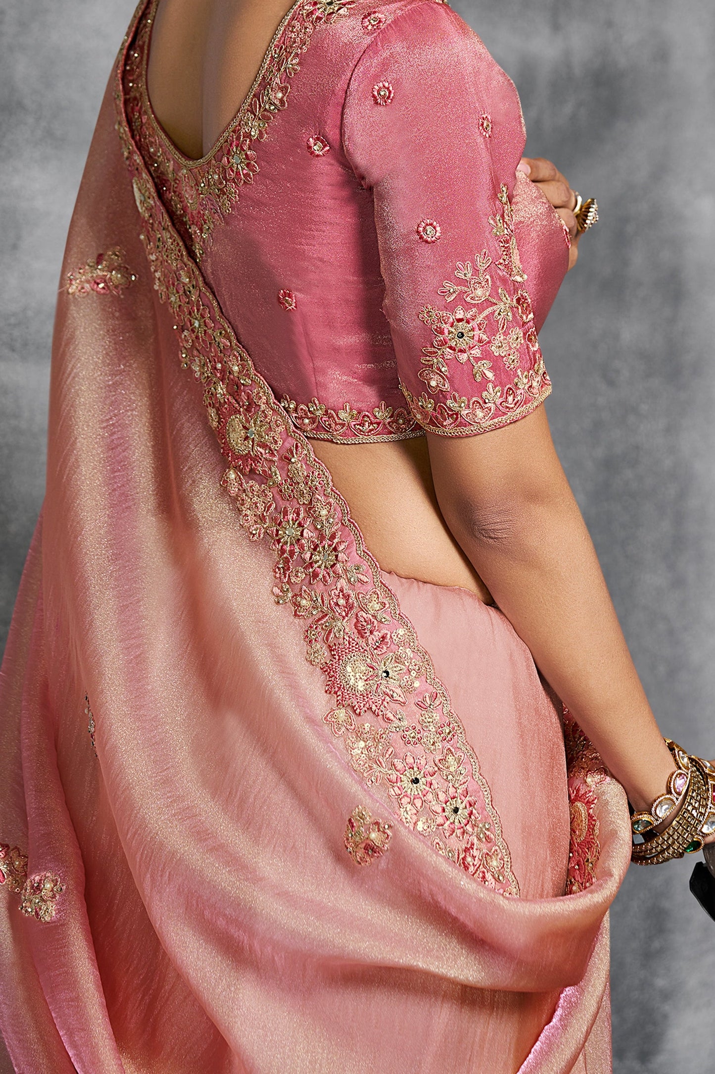 Peach Pink Embroidered Tissue Silk Saree-SAR10450_3_SareeButa.com