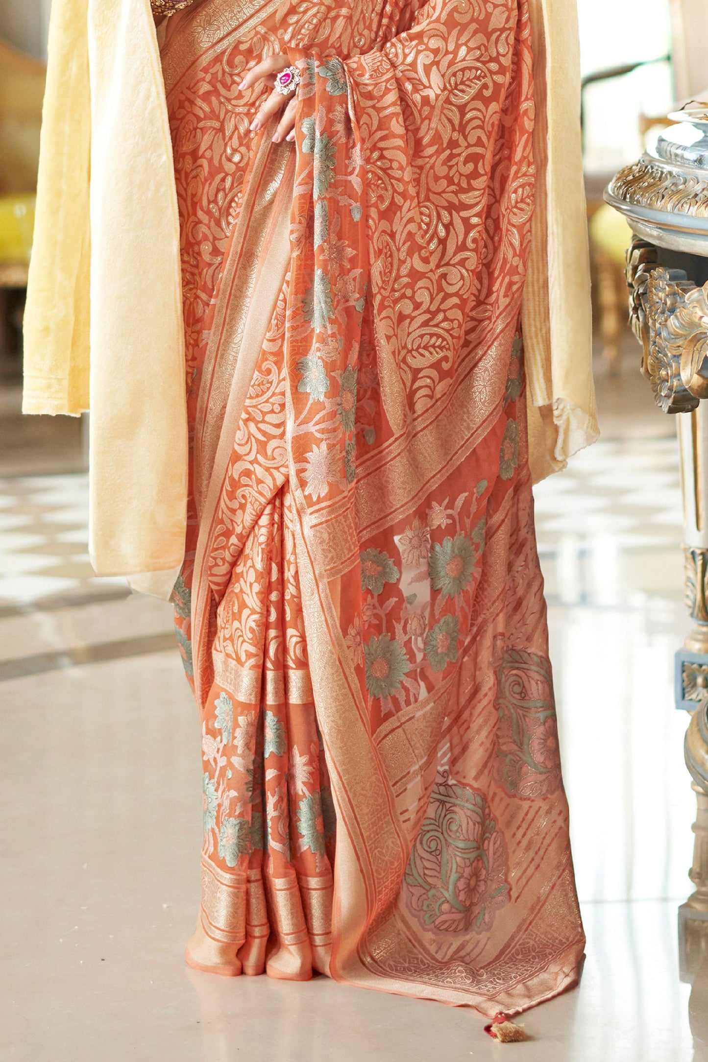 Peach Printed Georgette Saree-SAR10197_4_SareeButa.com