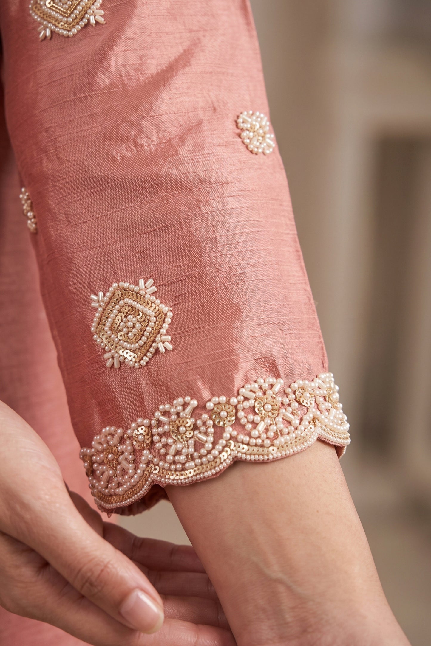 Peach Readymade Bead Work Chinon Suit-SAR12985_3_SareeButa.com