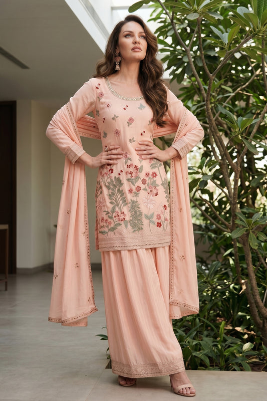 Peach Readymade Embroidered Chinon Suit-SAR12802_2_SareeButa.com