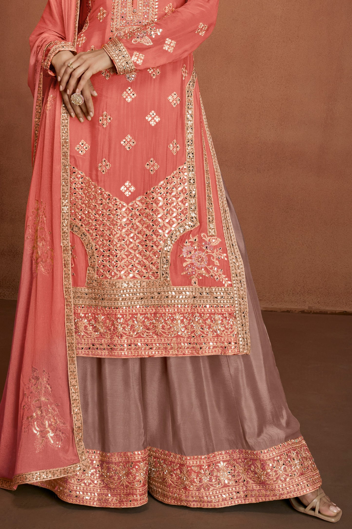 Peach Readymade Embroidered Chinon Suit-SS897_4_SareeButa.com