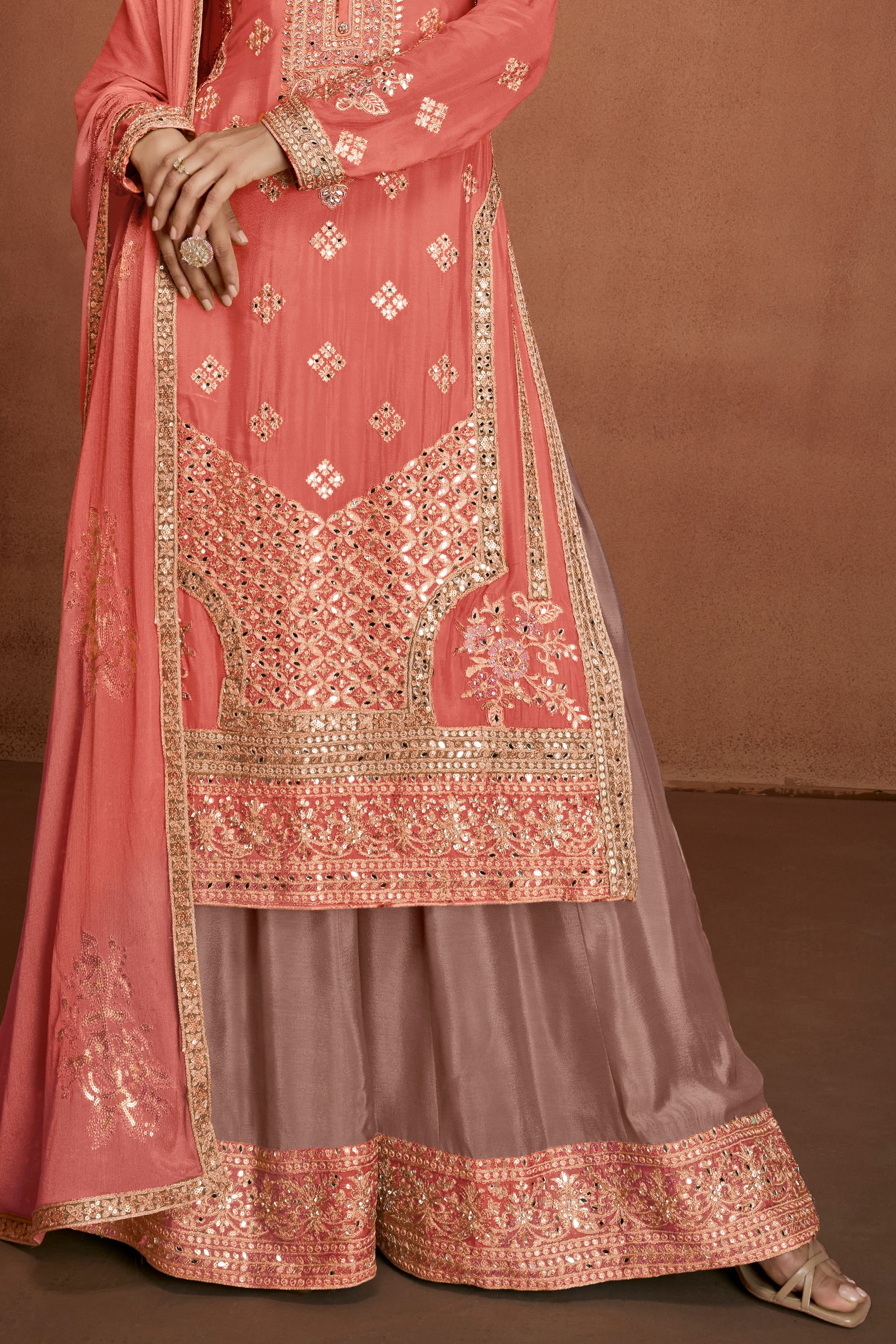 Peach Readymade Embroidered Chinon Suit-SS897_4_SareeButa.com
