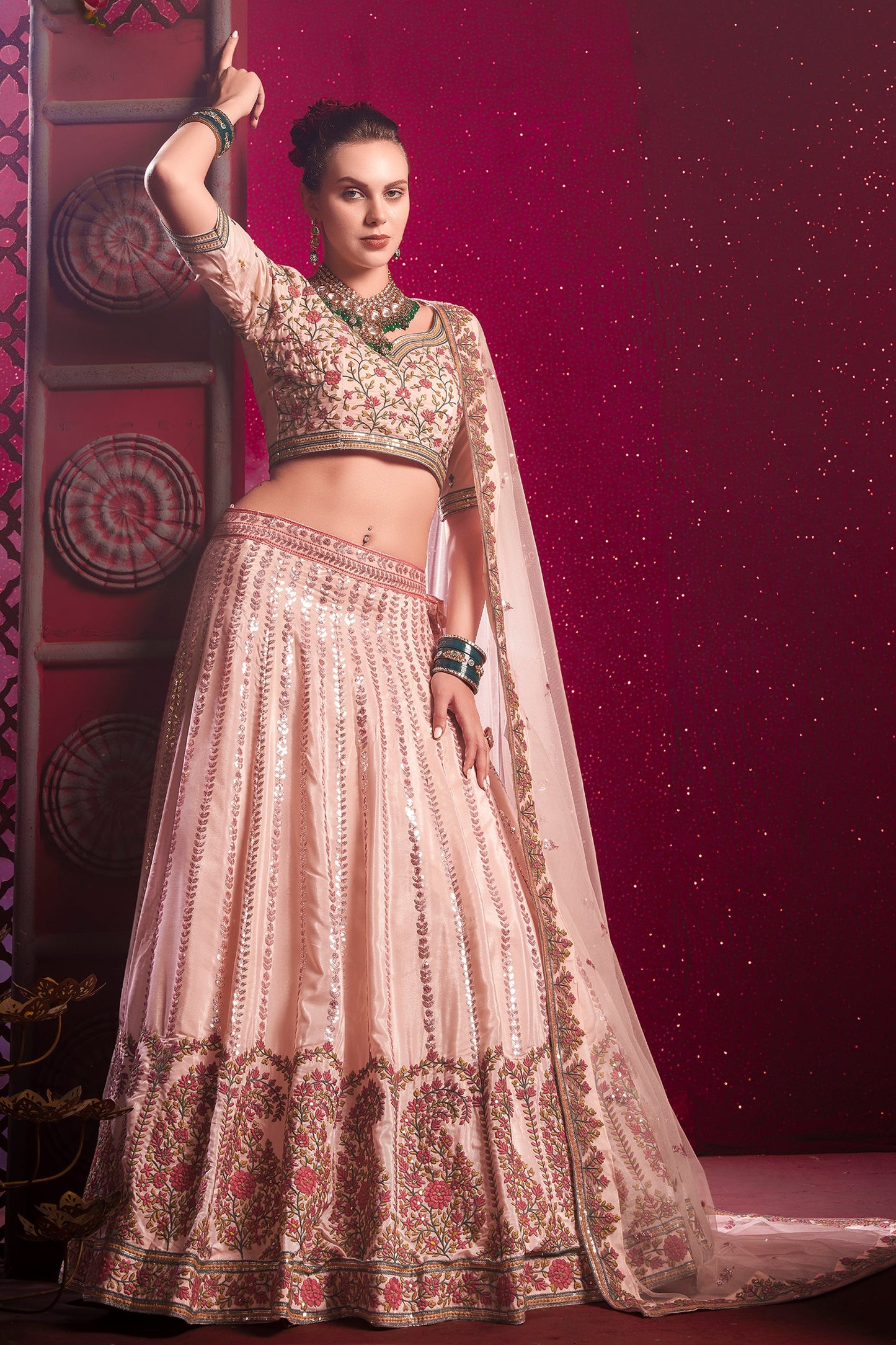 Peach Readymade Embroidered Silk Lehenga-SAR10713_3_SareeButa.com