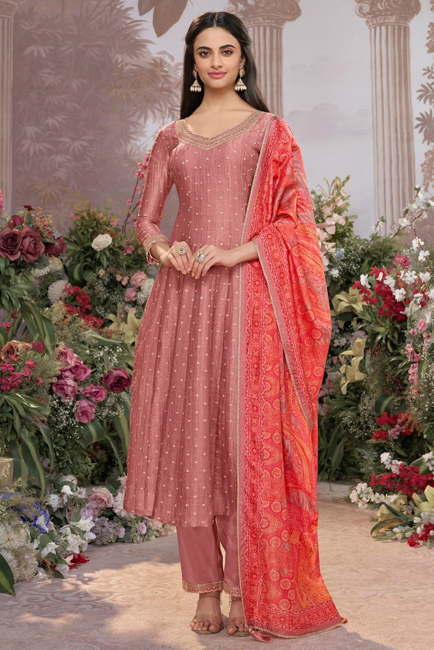 Peach Readymade Tissue Silk Anarkali Suit-SS979_1_SareeButa.com