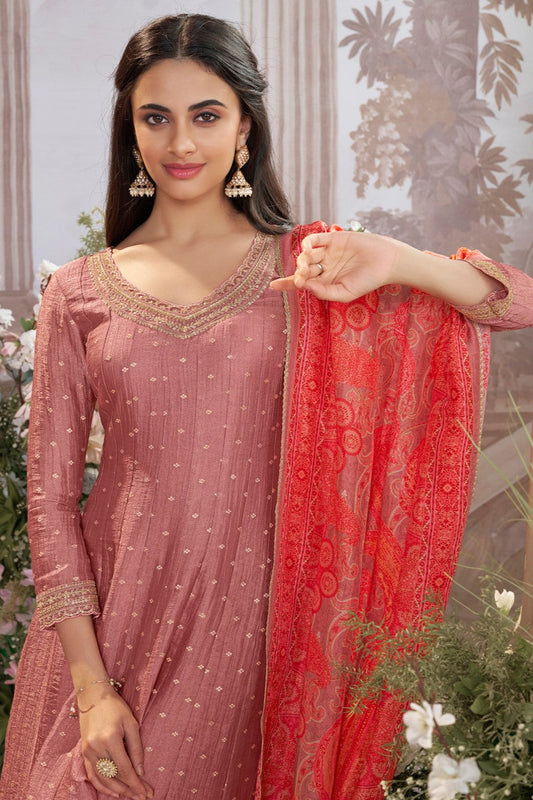 Peach Readymade Tissue Silk Anarkali Suit-SS979_2_SareeButa.com
