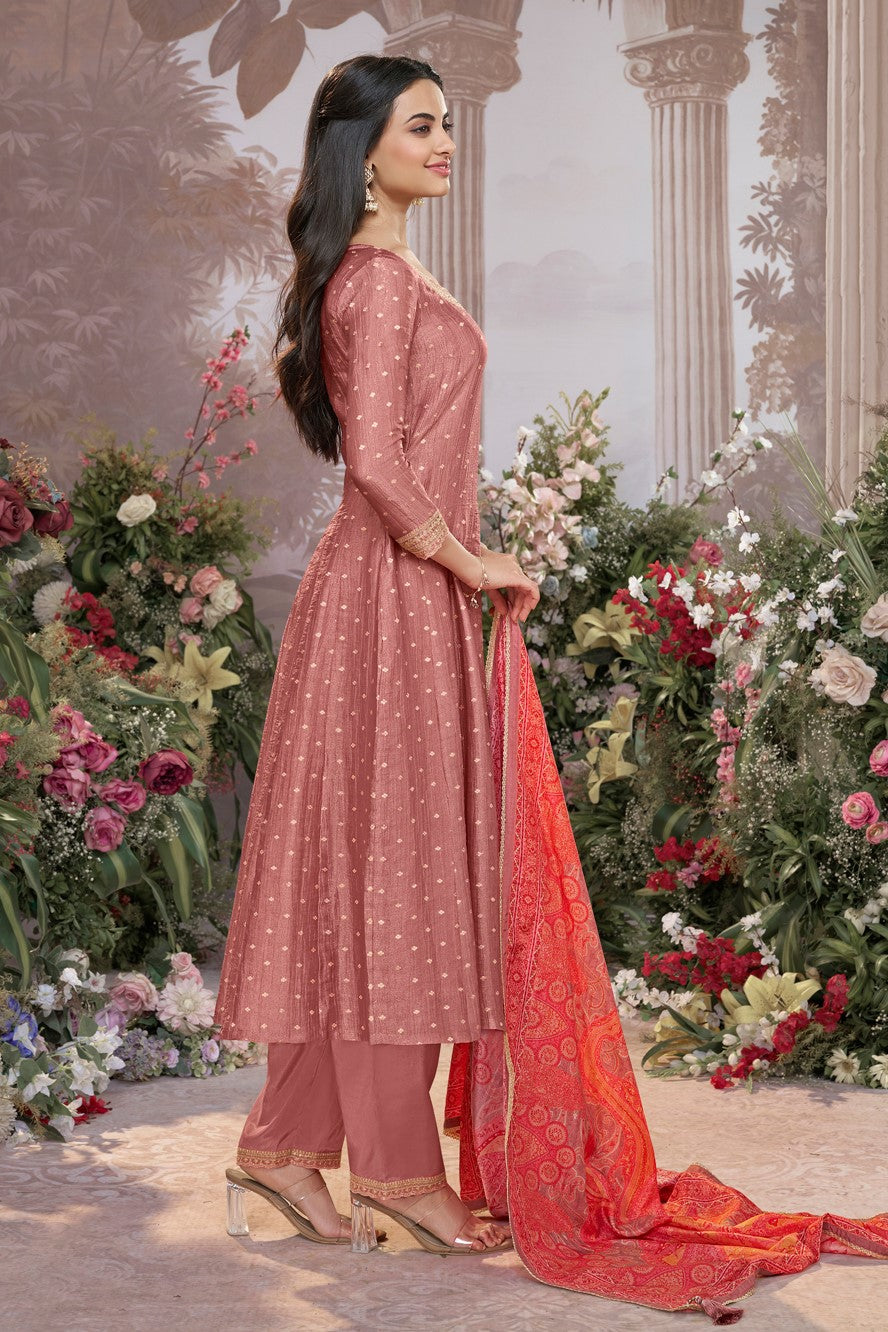 Peach Readymade Tissue Silk Anarkali Suit-SS979_4_SareeButa.com