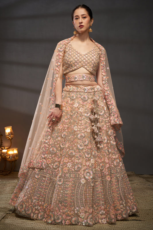 Peach Semi-Stitched Embroidered Net Lehenga-SAR12824_1_SareeButa.com