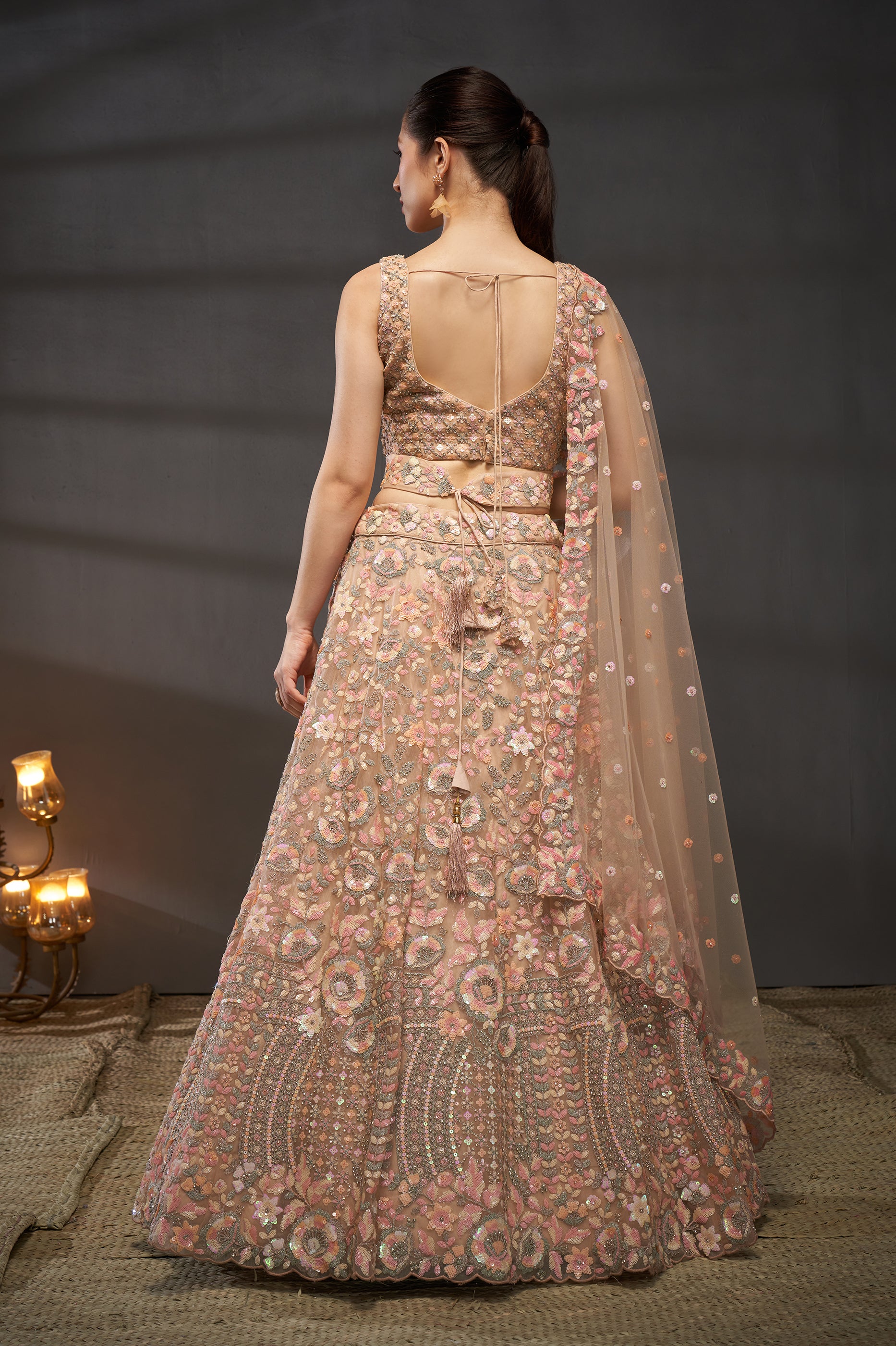 Peach Semi-Stitched Embroidered Net Lehenga-SAR12824_5_SareeButa.com