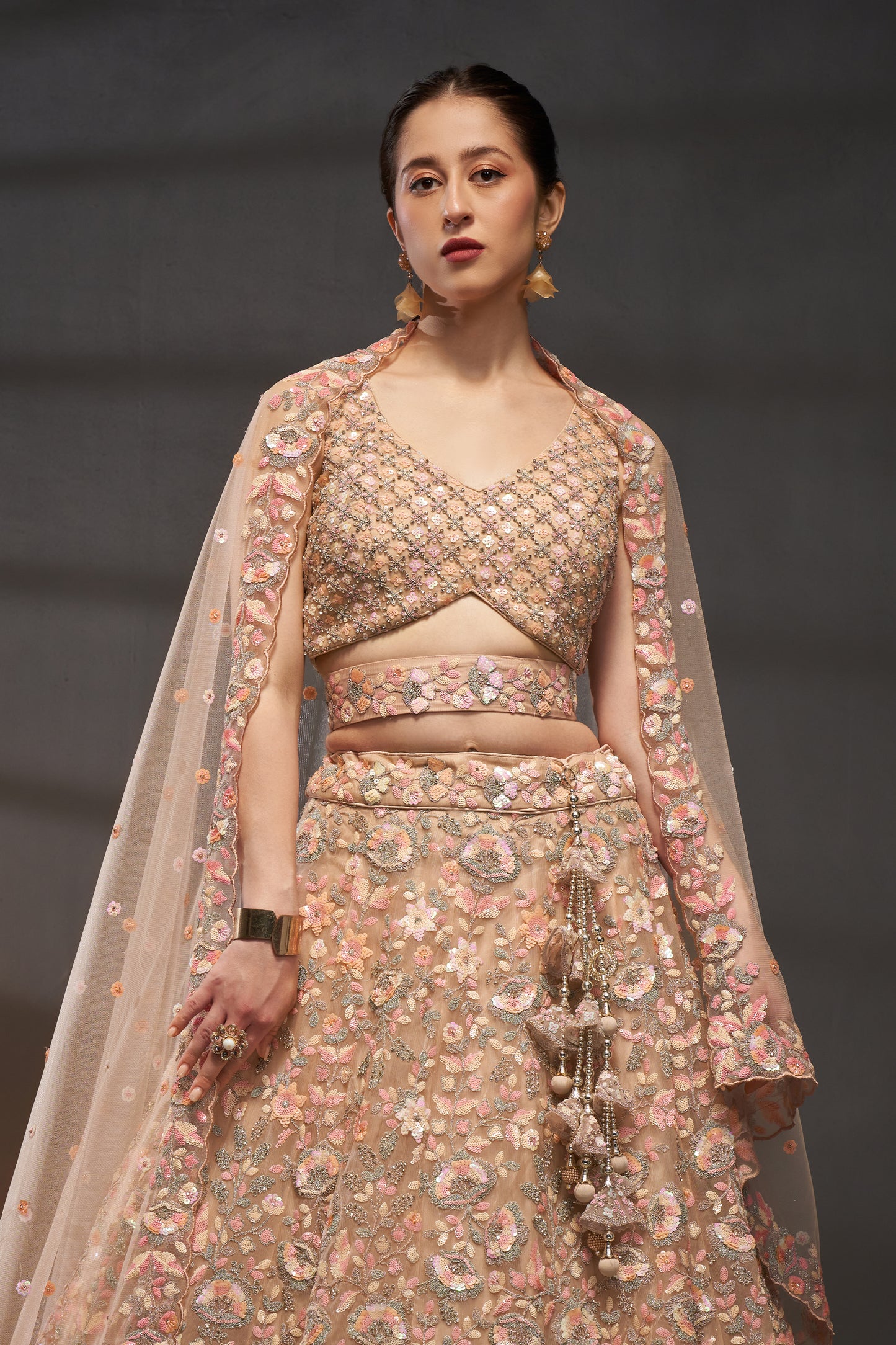 Peach Semi-Stitched Embroidered Net Lehenga-SAR12824_6_SareeButa.com