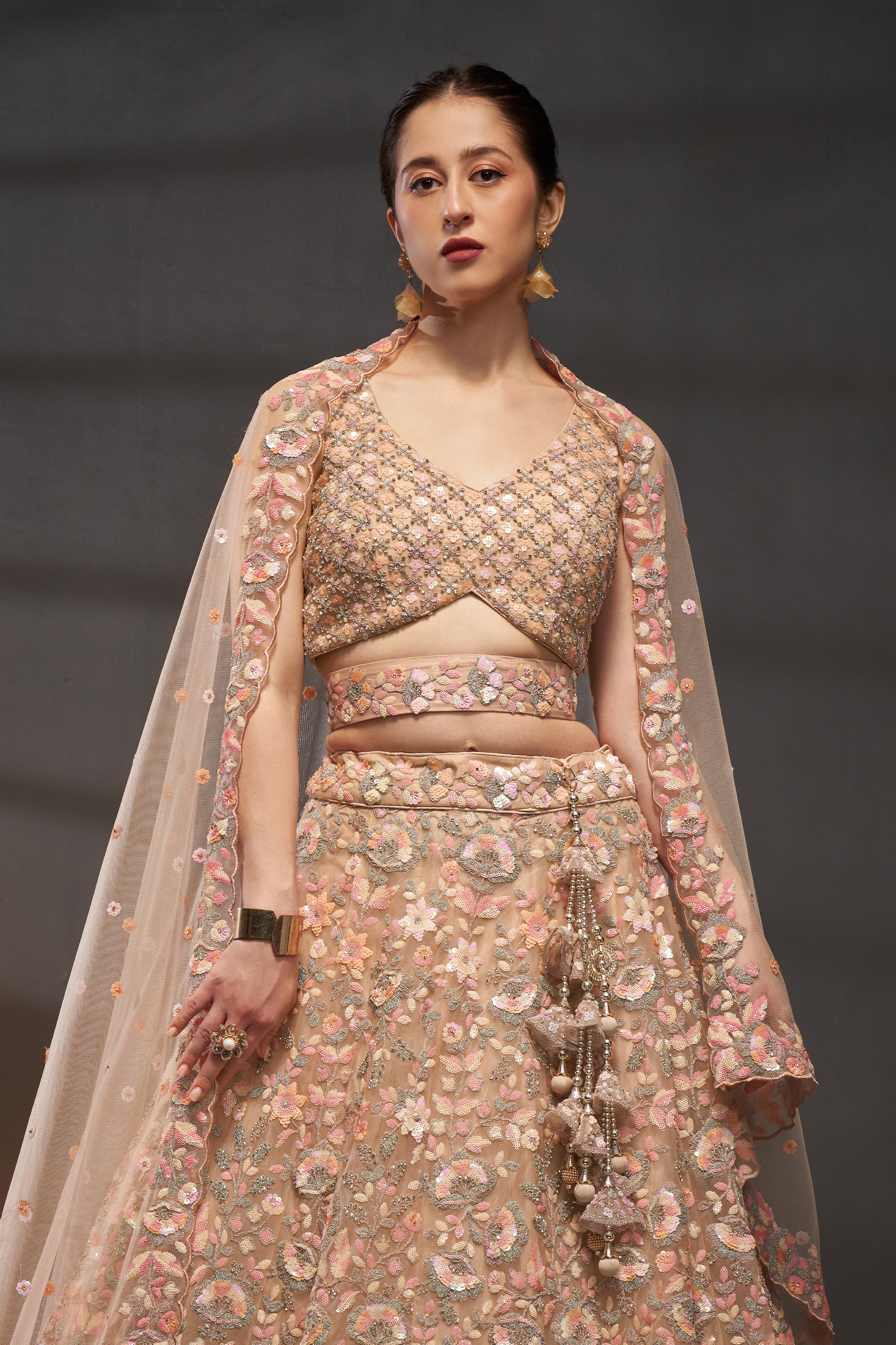 Peach Semi-Stitched Embroidered Net Lehenga-SAR12824_6_SareeButa.com