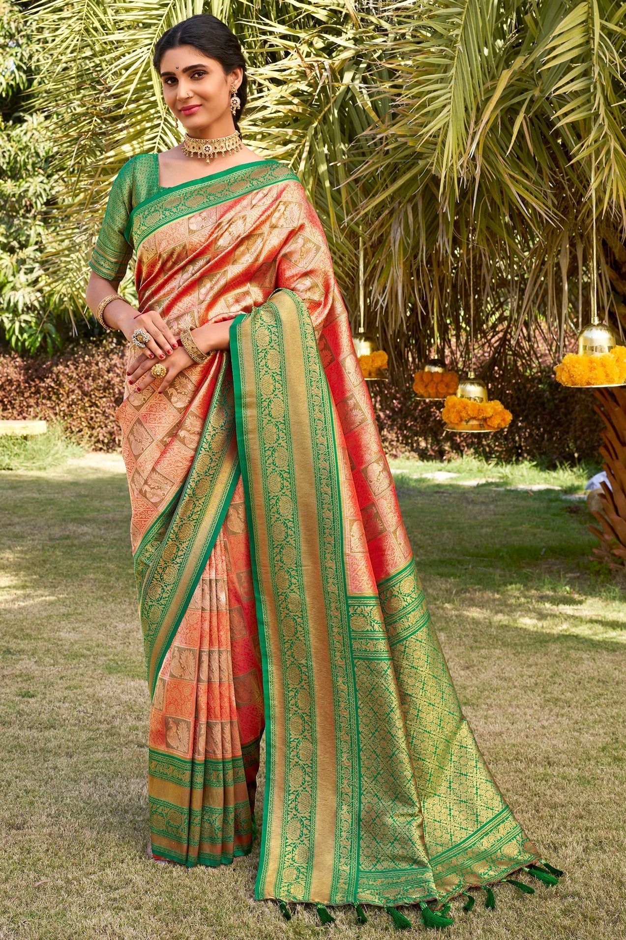 checkered-silk-kanjivaram-saree-zb132327_1_SareeButa.com