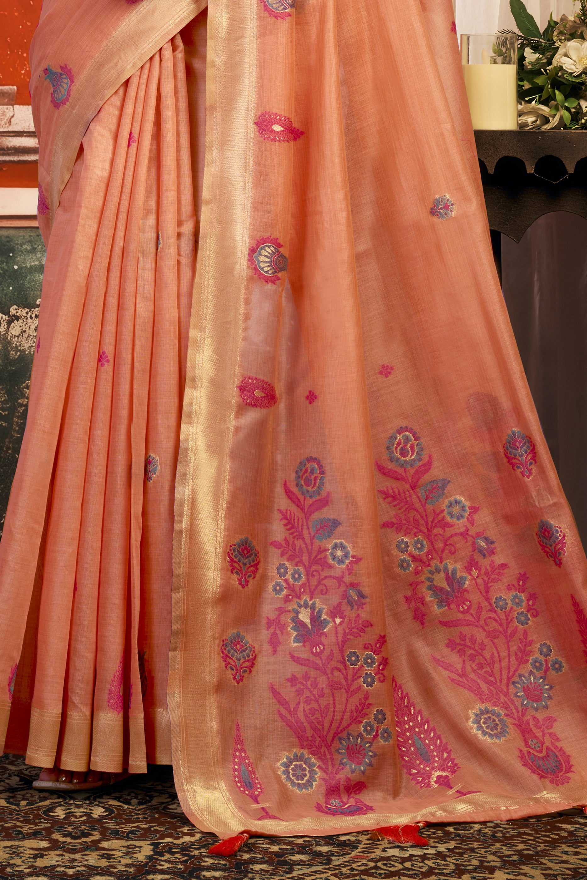 Peach Woven Cotton Saree-SAR12748_5_SareeButa.com