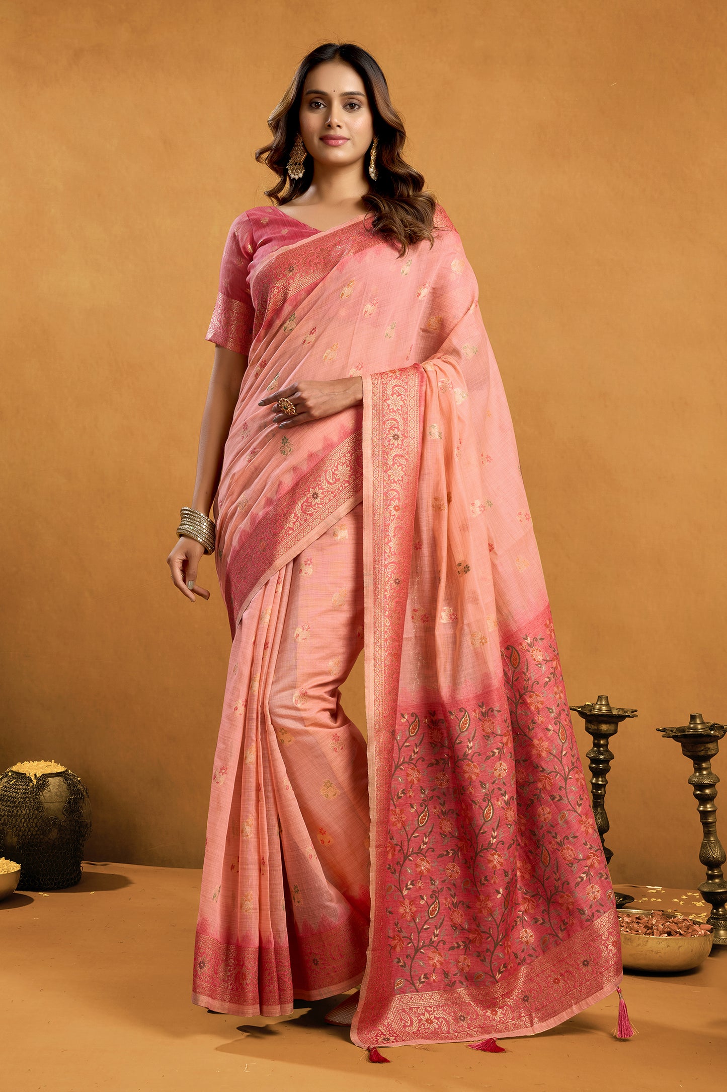 Peach Woven Cotton Silk Saree-SAR12608_1_SareeButa.com