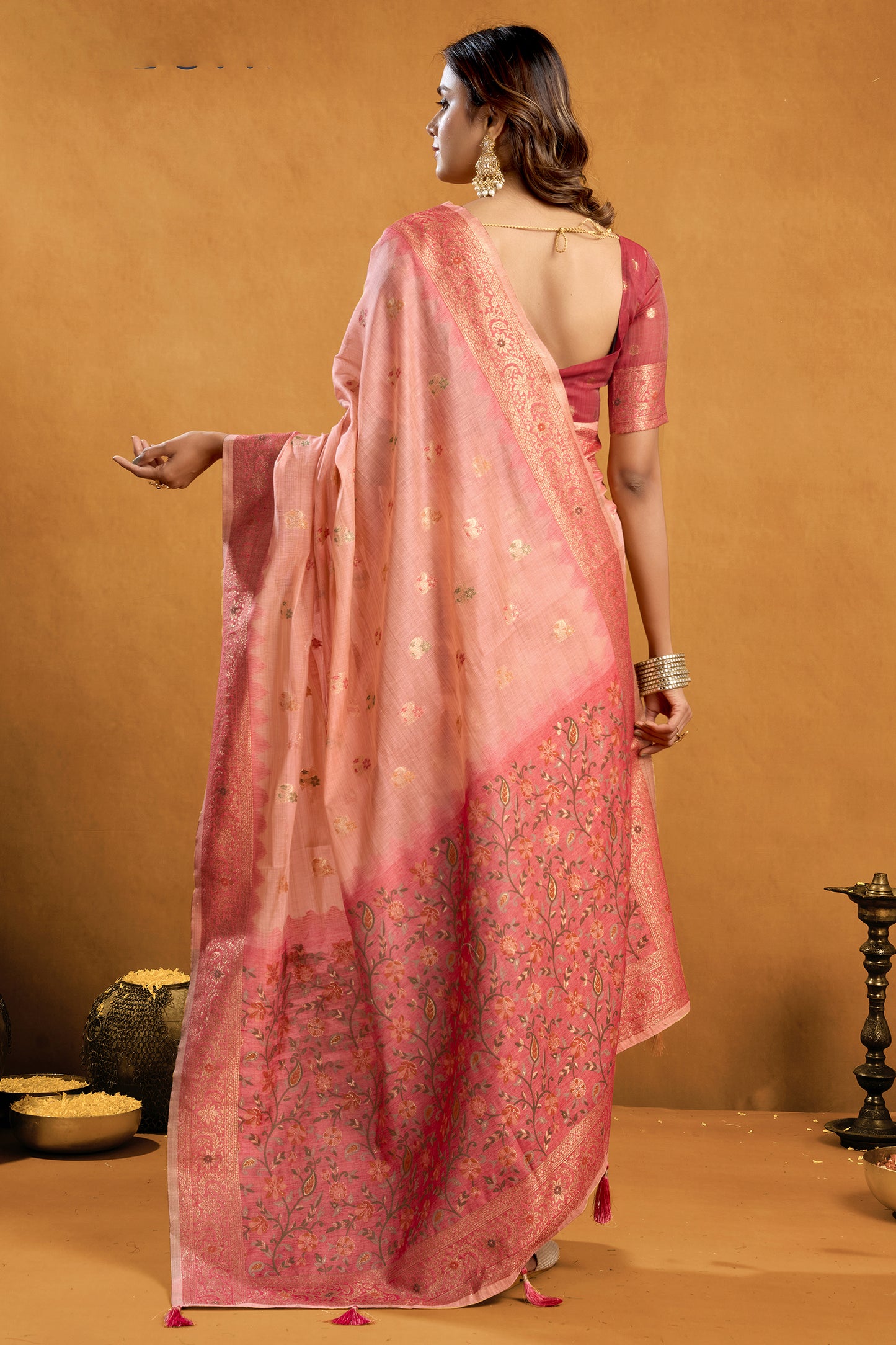 Peach Woven Cotton Silk Saree-SAR12608_2_SareeButa.com